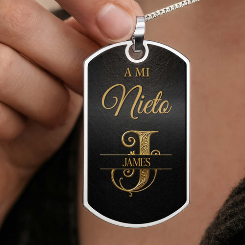 Custom Dog Tag Necklace Personalize Name for Grandson Gift Dog Tag Necklace GradoCreations