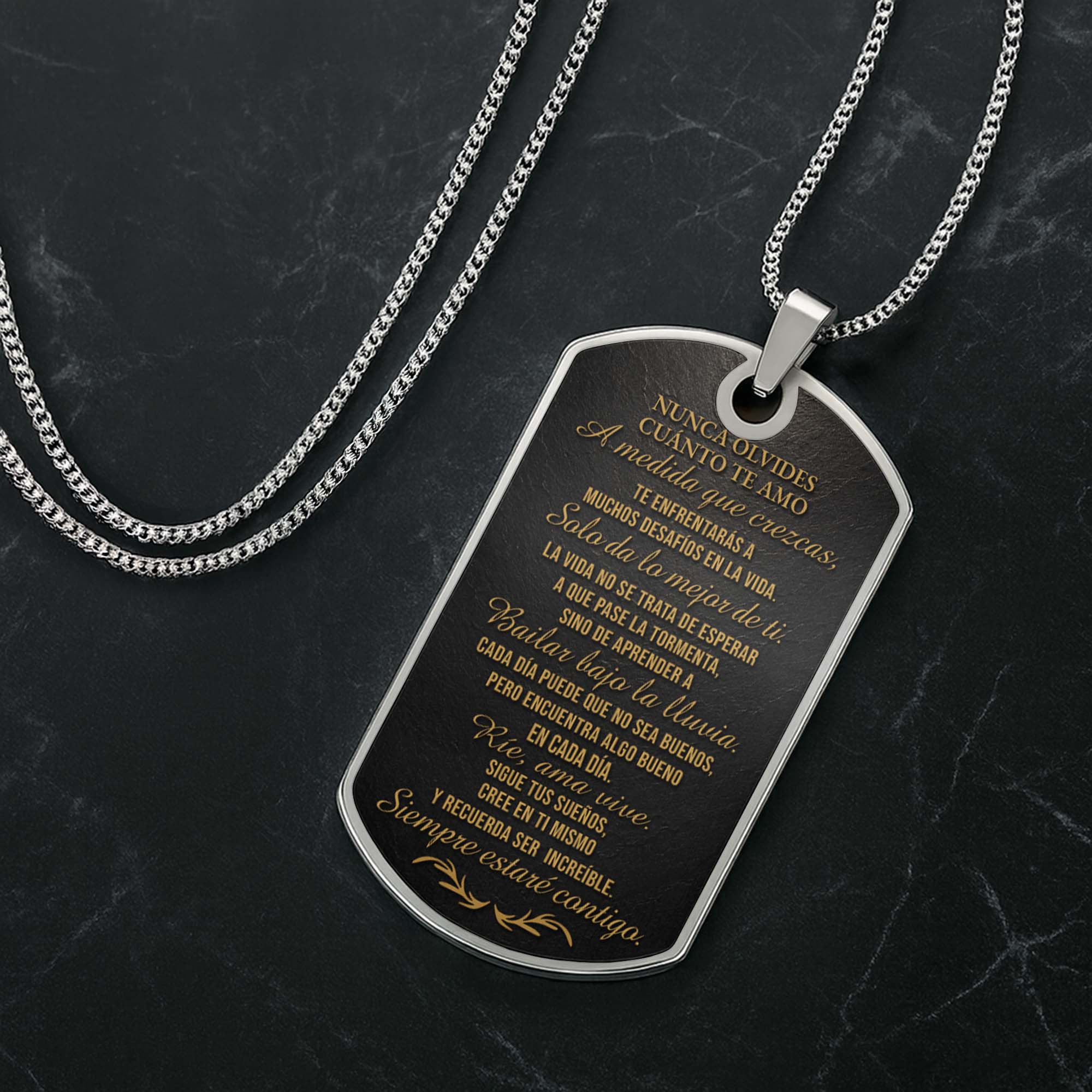 Custom Dog Tag Necklace Personalize Name for Grandson Gift