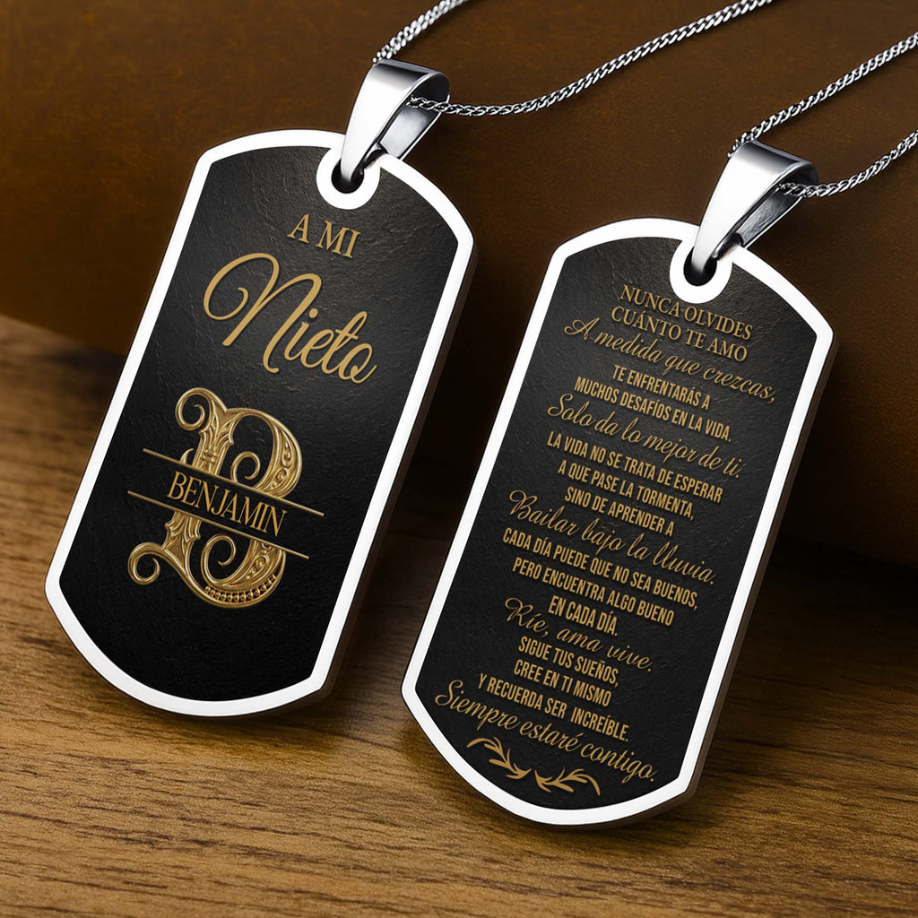 Custom Dog Tag Necklace Personalize Name for Grandson Gift Dog Tag Necklace GradoCreations