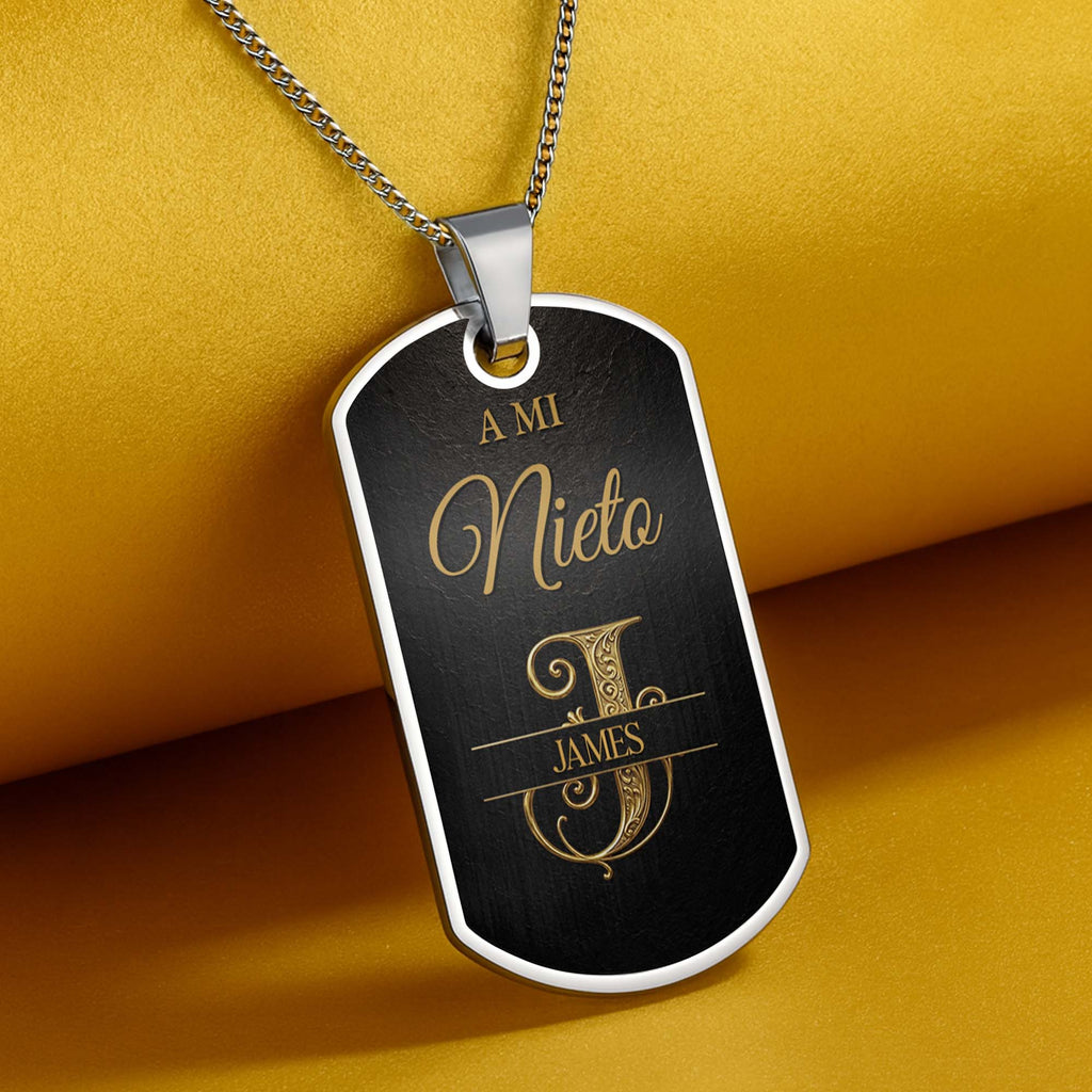 Custom Dog Tag Necklace Personalize Name for Grandson Gift Dog Tag Necklace GradoCreations