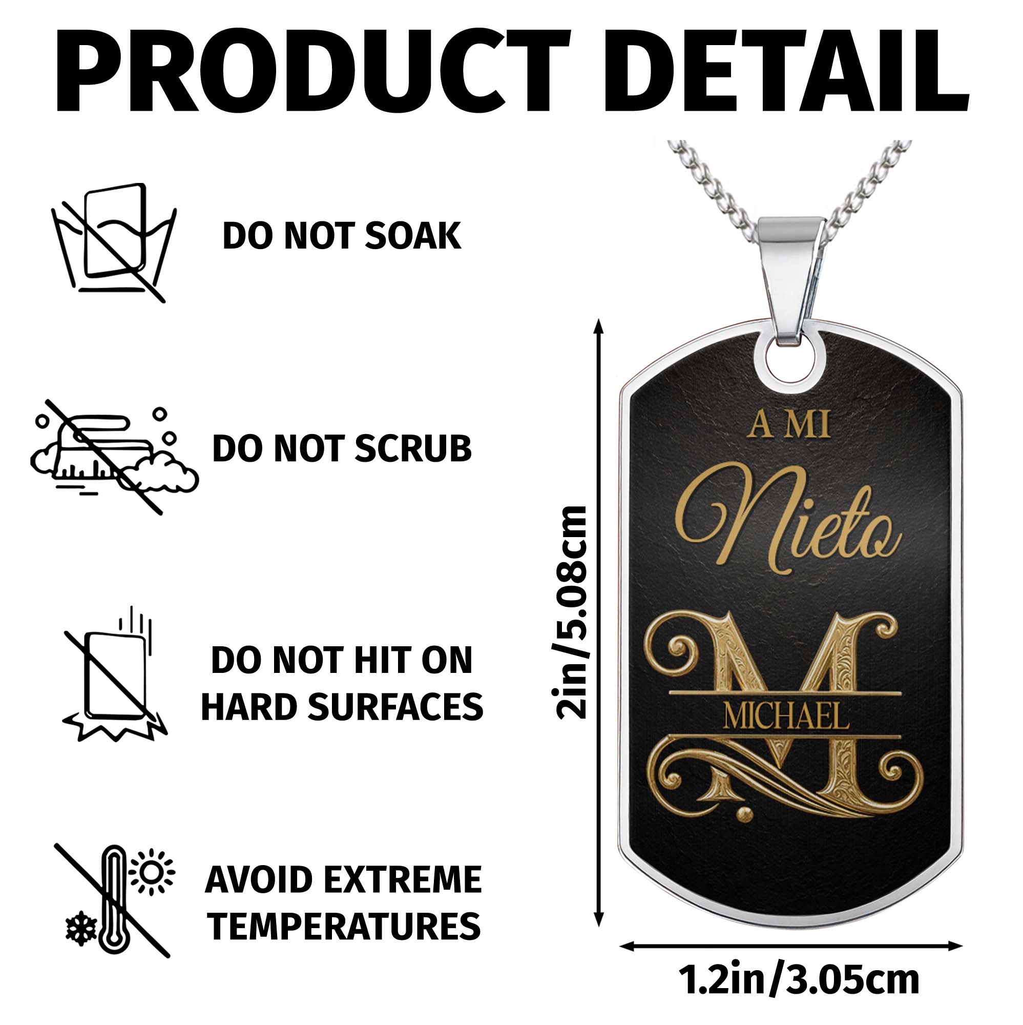 Custom Dog Tag Necklace Personalize Name for Grandson Gift Dog Tag Necklace GradoCreations
