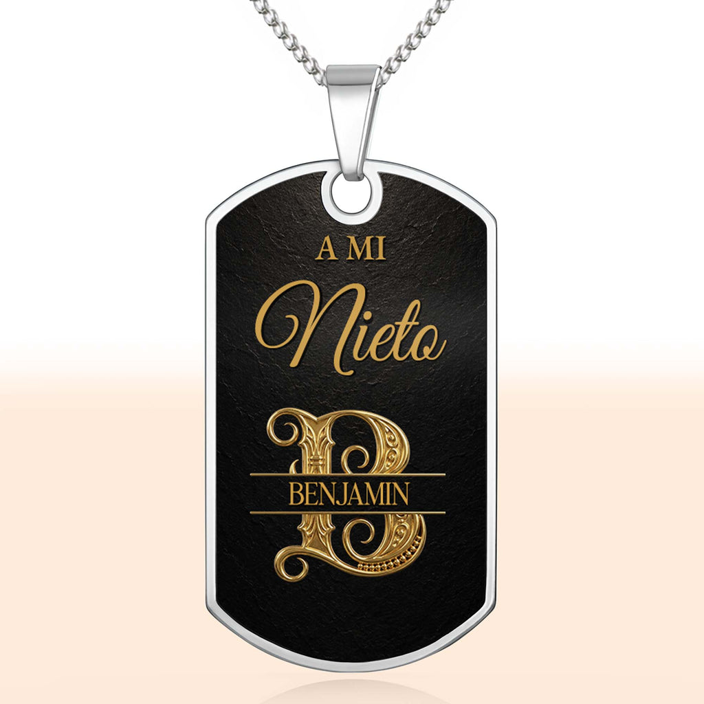 Custom Dog Tag Necklace Personalize Name for Grandson Gift Dog Tag Necklace GradoCreations