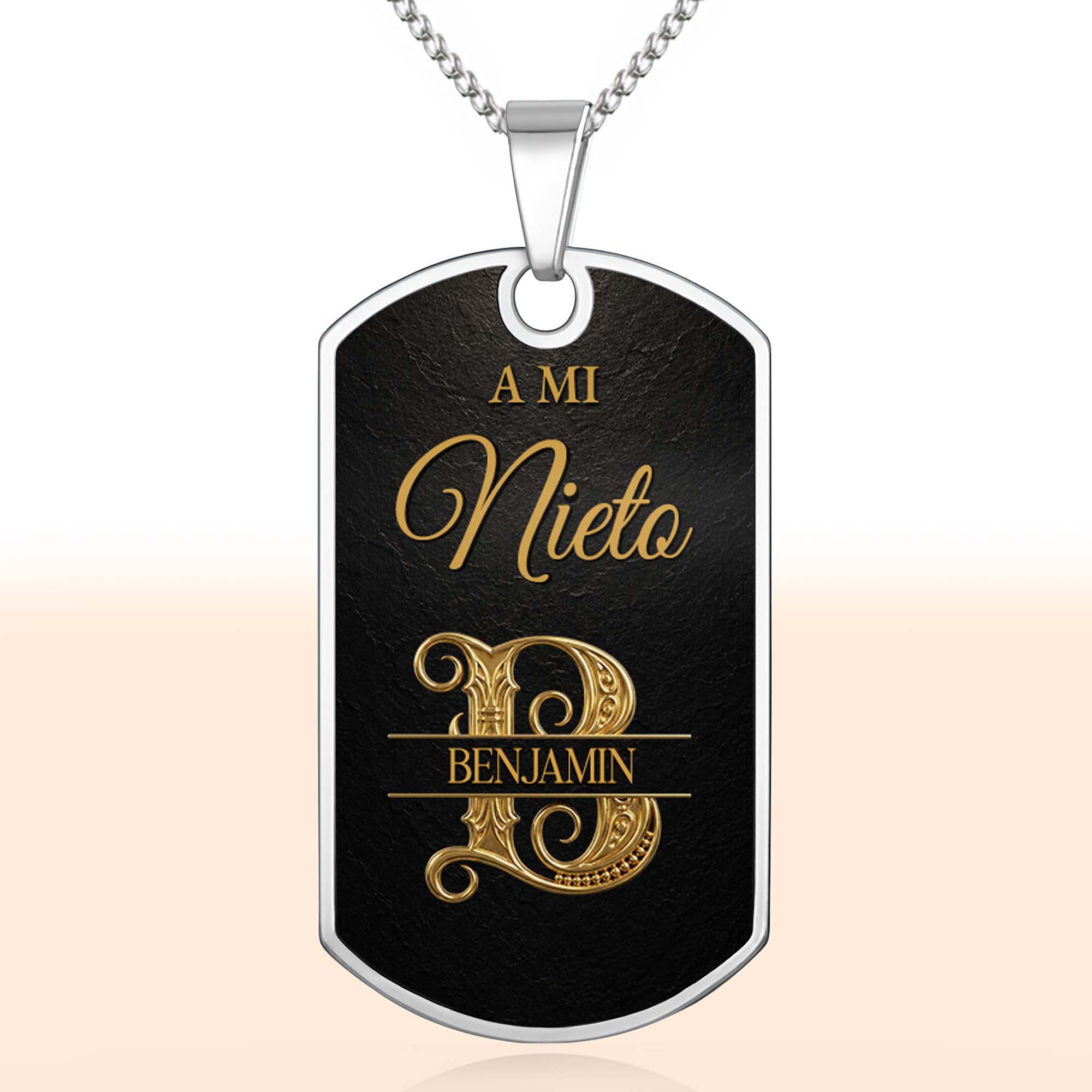 Custom Dog Tag Necklace Personalize Name for Grandson Gift Dog Tag Necklace GradoCreations