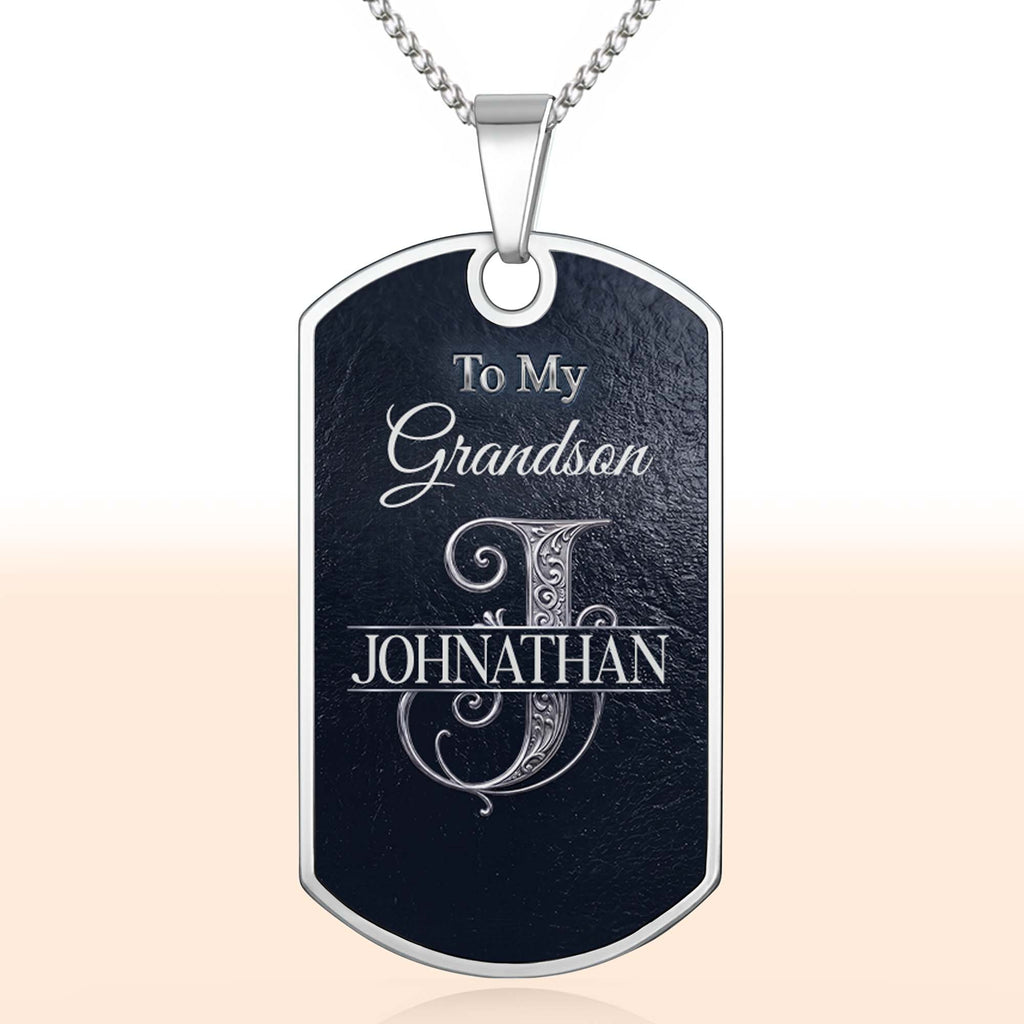 Personalized Dog Tag Necklace Custom Name Gift for Grandson Dog Tag Necklace GradoCreations