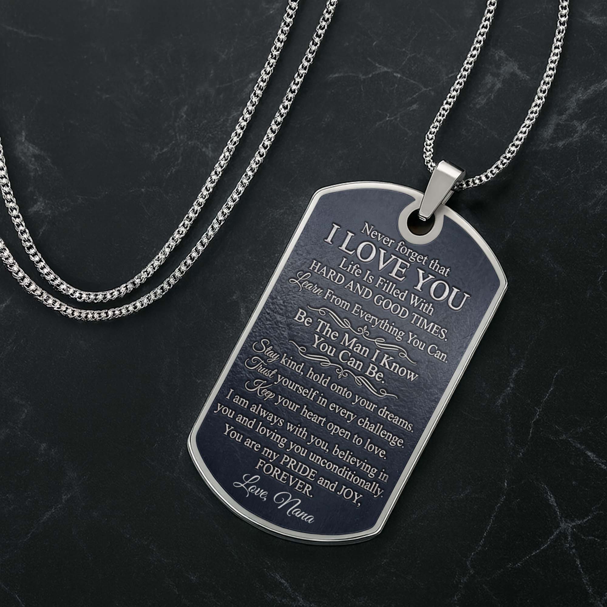 Personalized Dog Tag Necklace Custom Name Gift for Grandson Dog Tag Necklace GradoCreations