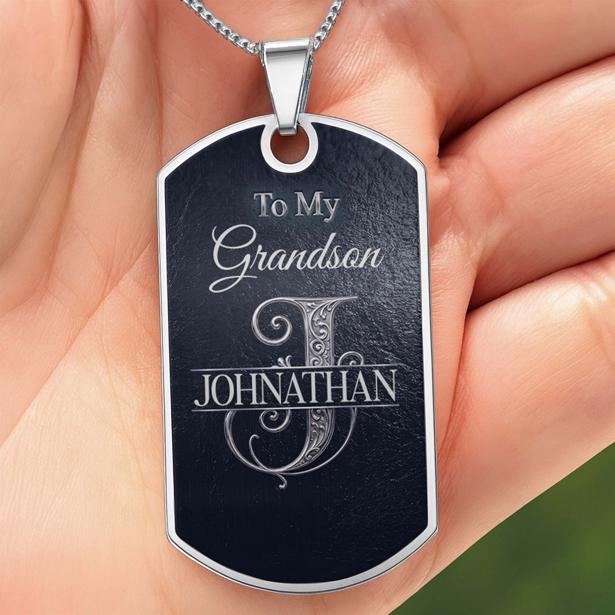 Personalized Dog Tag Necklace Custom Name Gift for Grandson Dog Tag Necklace GradoCreations