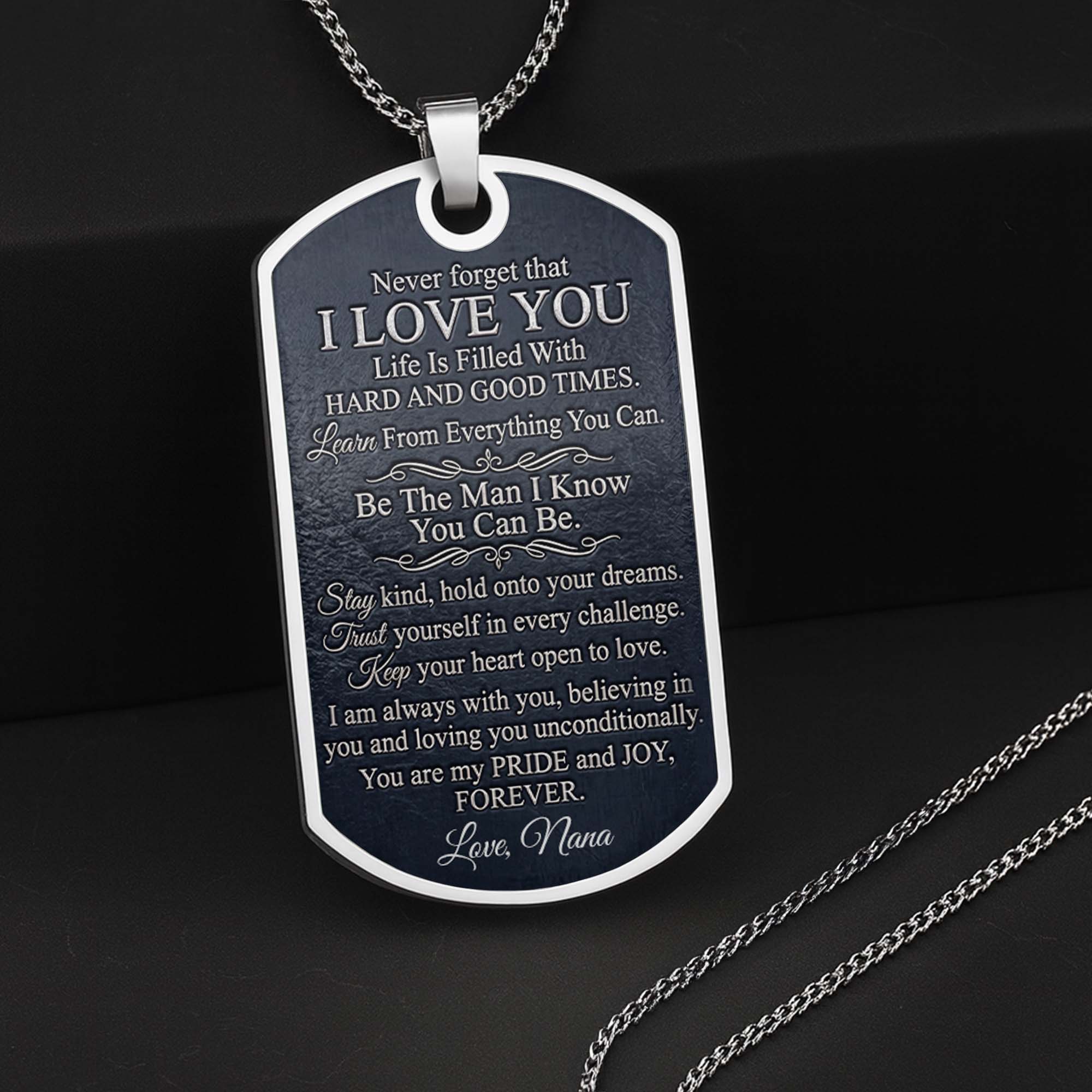 Personalized Dog Tag Necklace Custom Name Gift for Grandson Dog Tag Necklace GradoCreations