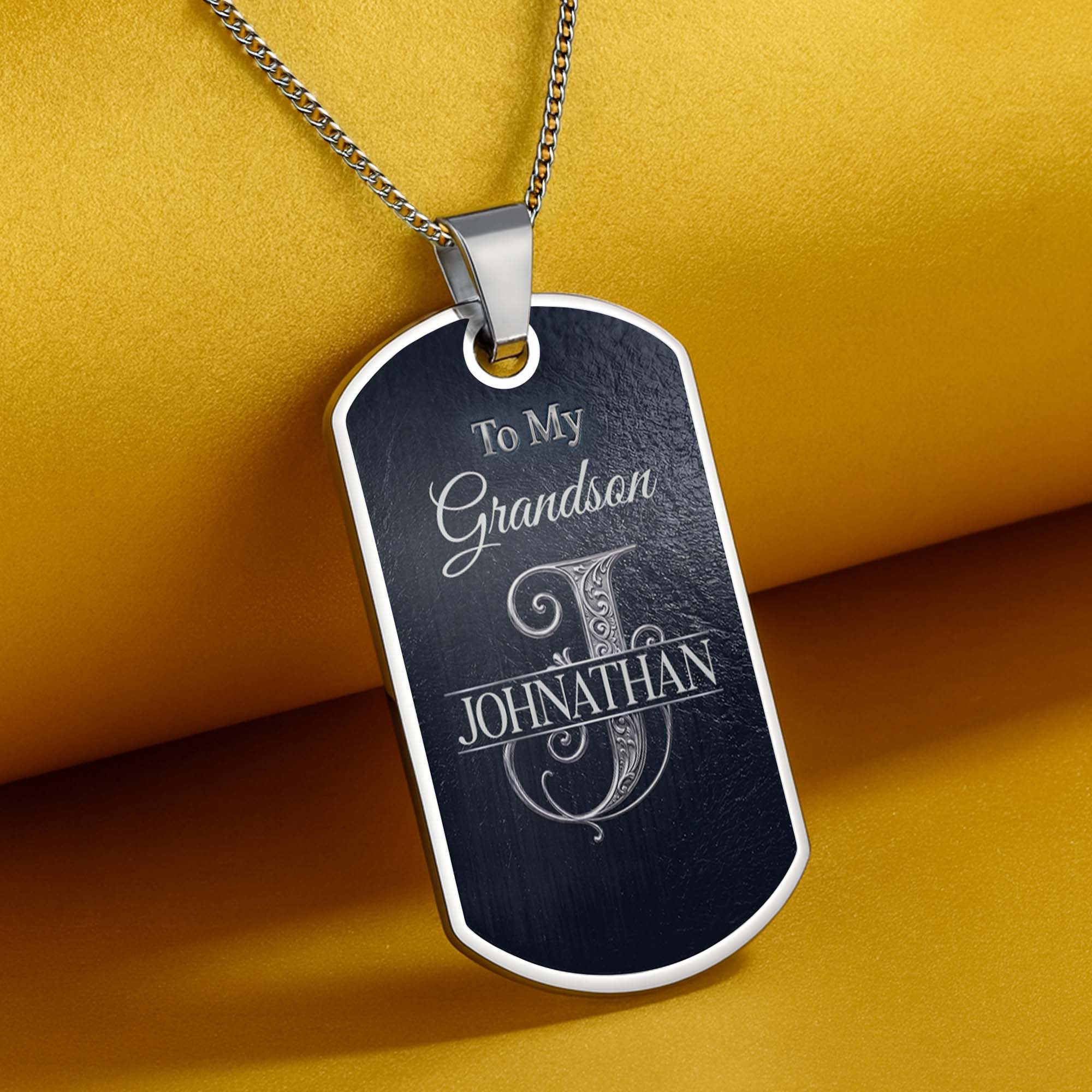 Personalized Dog Tag Necklace Custom Name Gift for Grandson Dog Tag Necklace GradoCreations