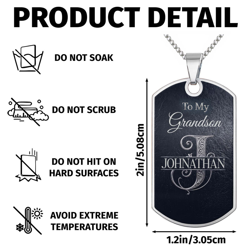 Personalized Dog Tag Necklace Custom Name Gift for Grandson Dog Tag Necklace GradoCreations