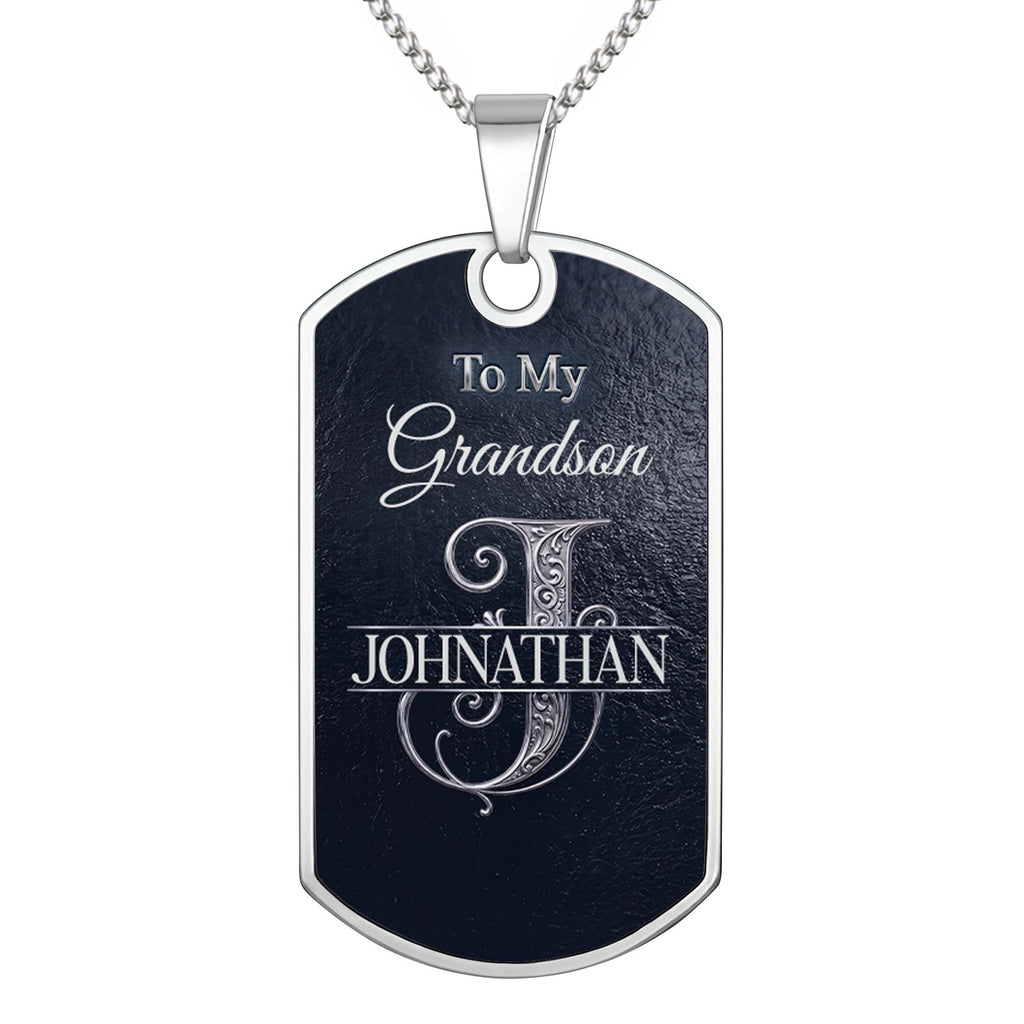 Personalized Dog Tag Necklace Custom Name Gift for Grandson Dog Tag Necklace GradoCreations