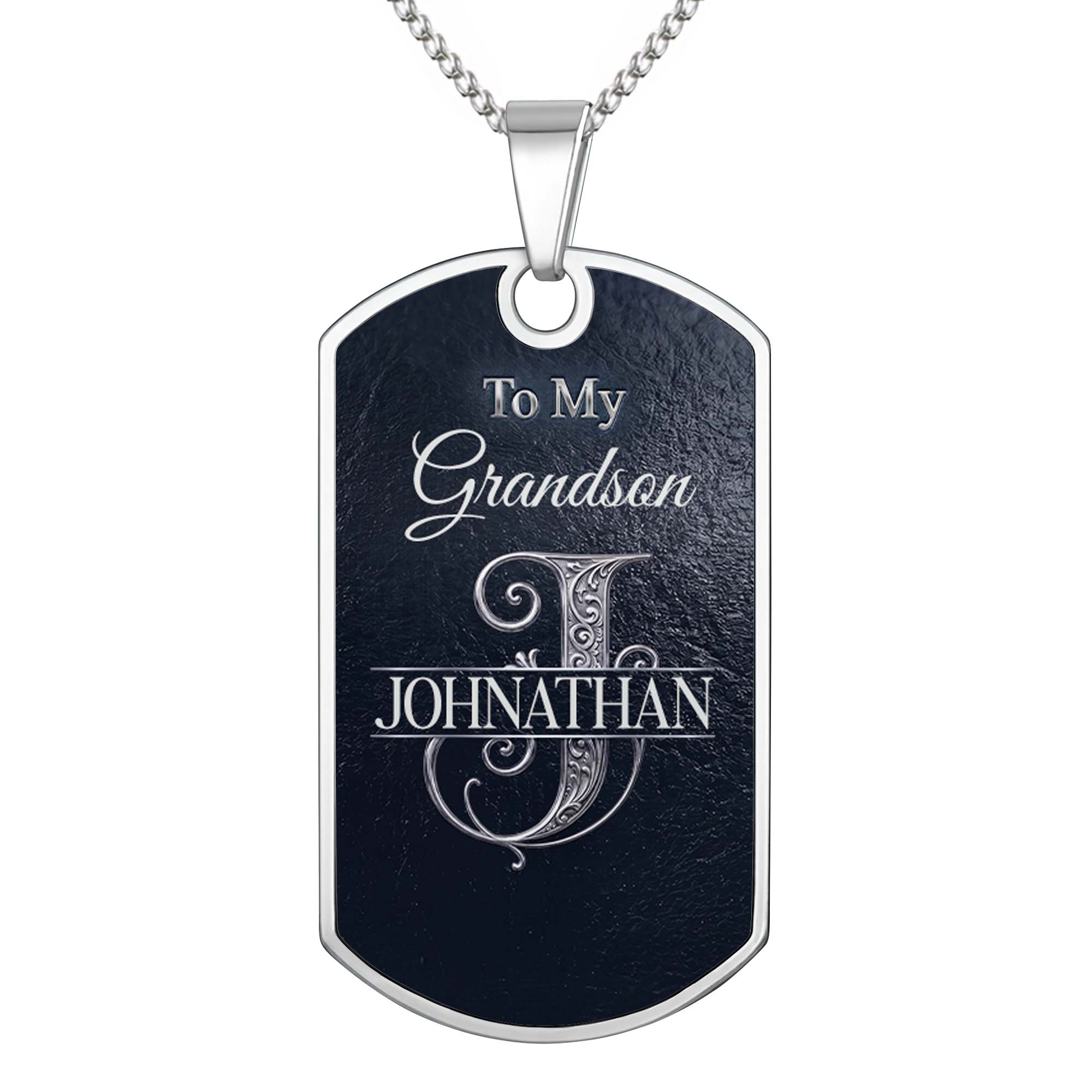 Personalized Dog Tag Necklace Custom Name Gift for Grandson Dog Tag Necklace GradoCreations