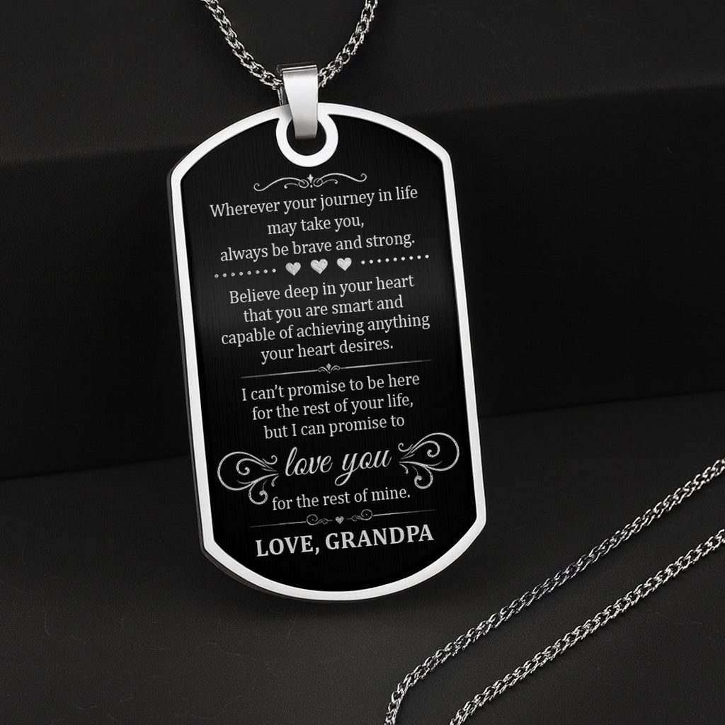 Custom Name Silver Dog Tag Necklace Personalized for Grandson