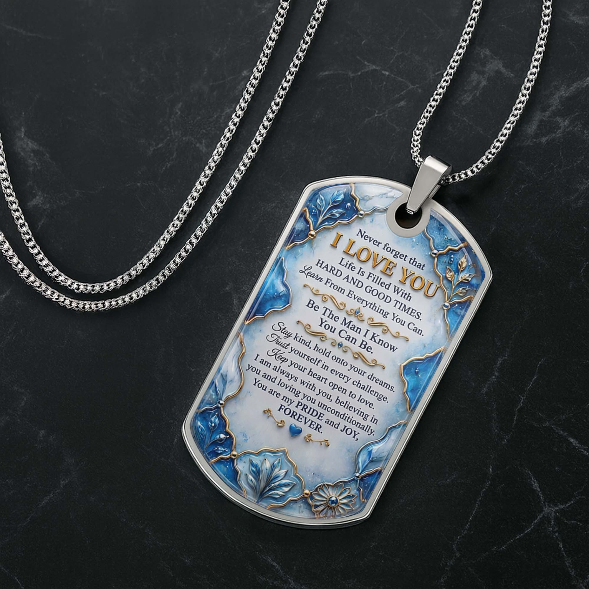 Personalized Dog Tag Necklace Custom Name for Grandson