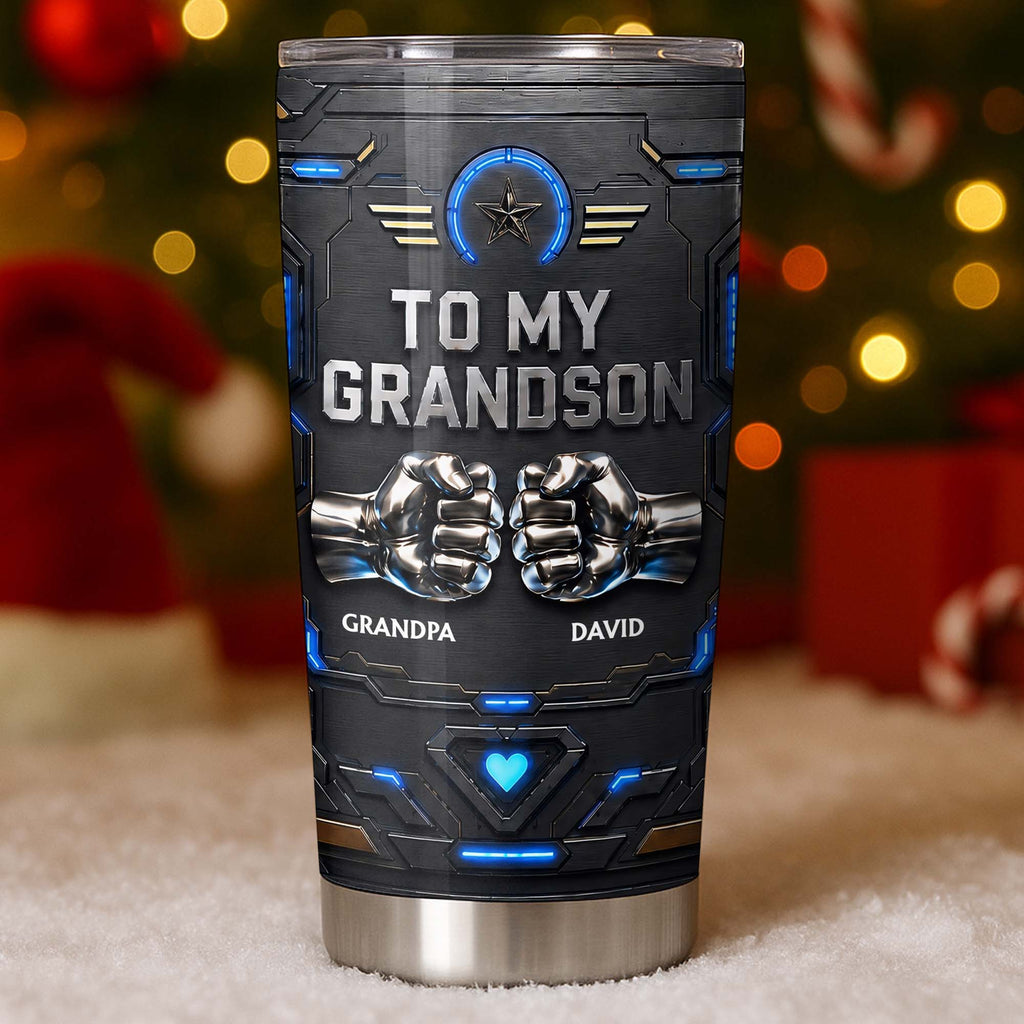 Personalized Stainless Steel Tumbler for Grandson Custom Message Gift