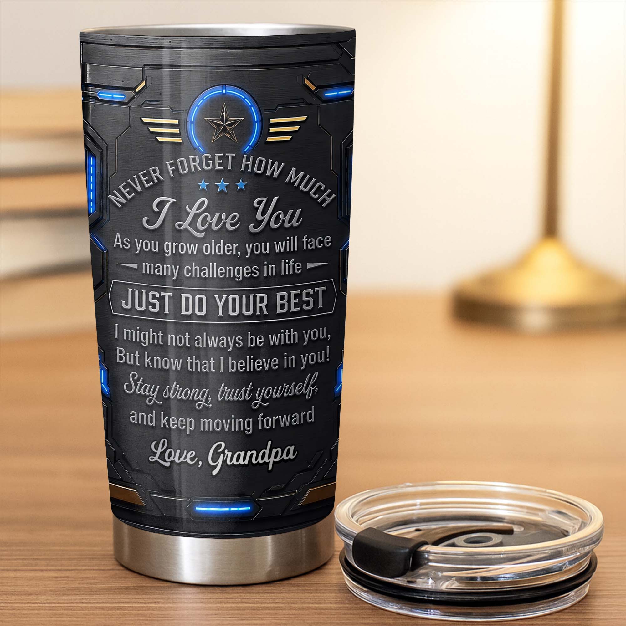 Personalized Stainless Steel Tumbler for Grandson Custom Message Gift