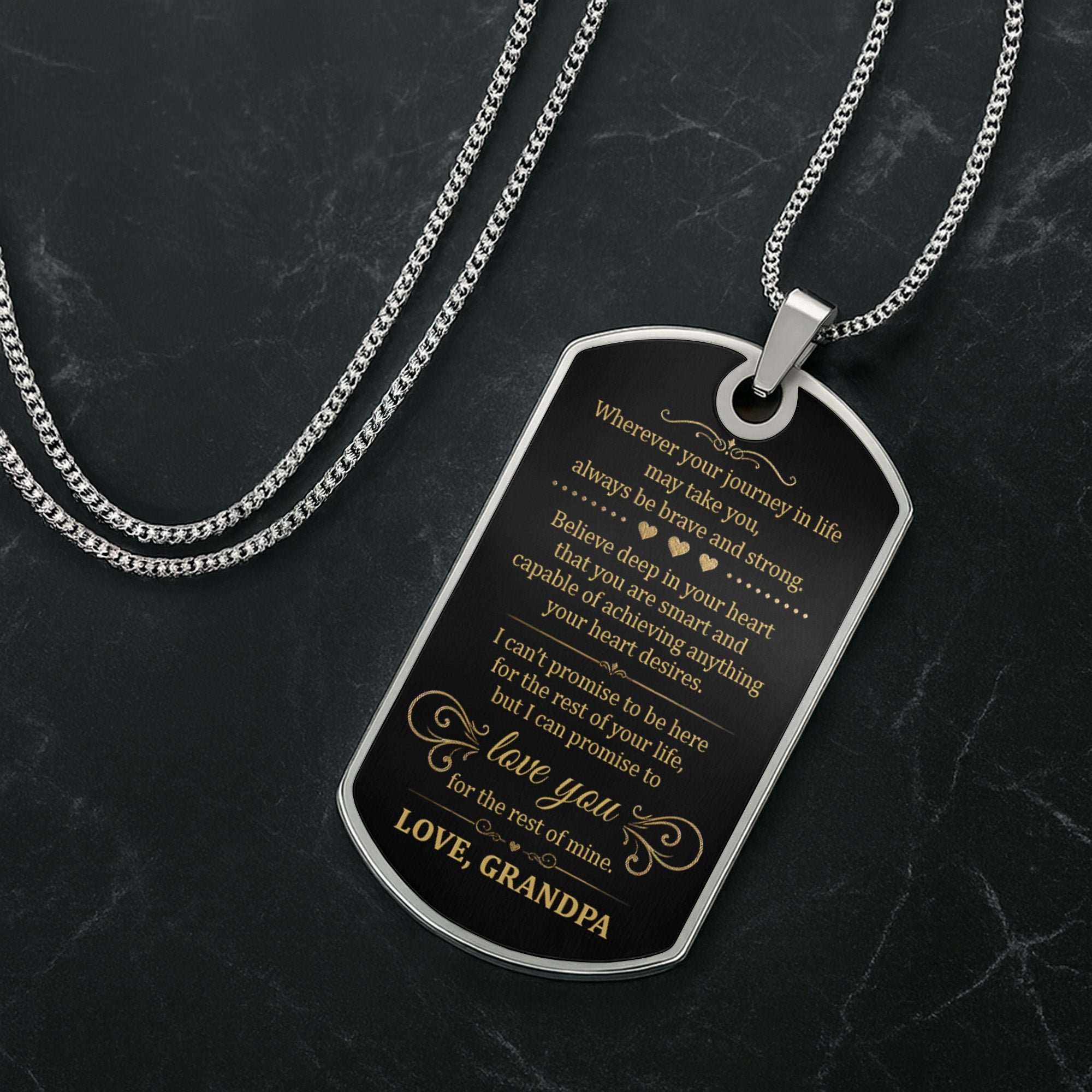 Personalized Dog Tag Necklace Custom Initials for Grandson