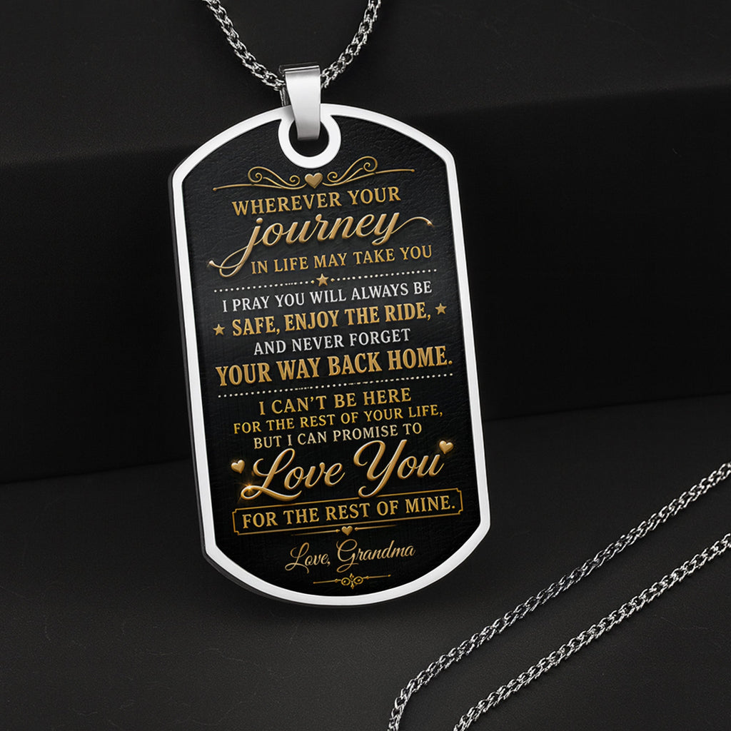 Custom Gold Letter Dog Tag Necklace Personalized for Grandson Dog Tag Necklace GradoCreations
