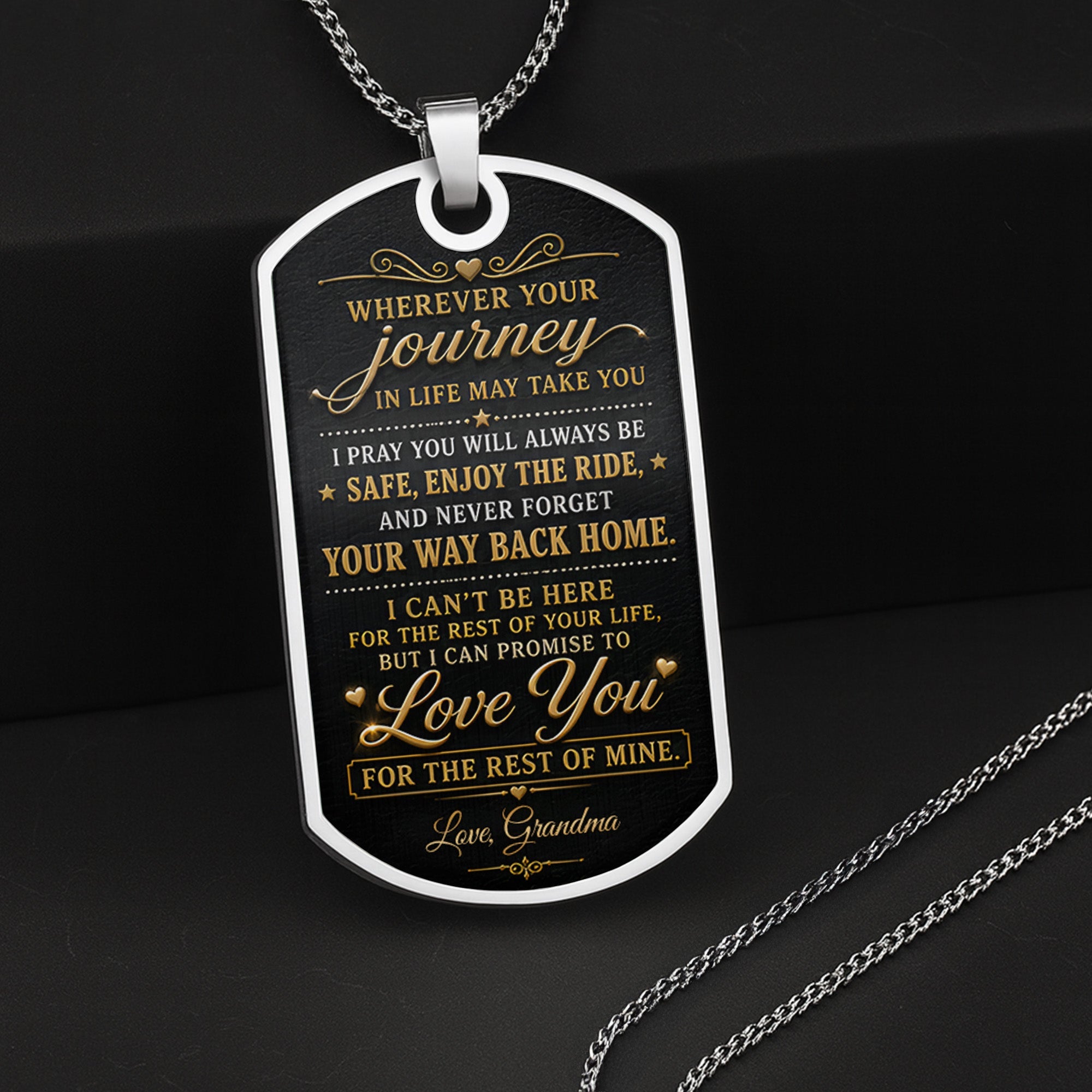 Custom Gold Letter Dog Tag Necklace Personalized for Grandson Dog Tag Necklace GradoCreations