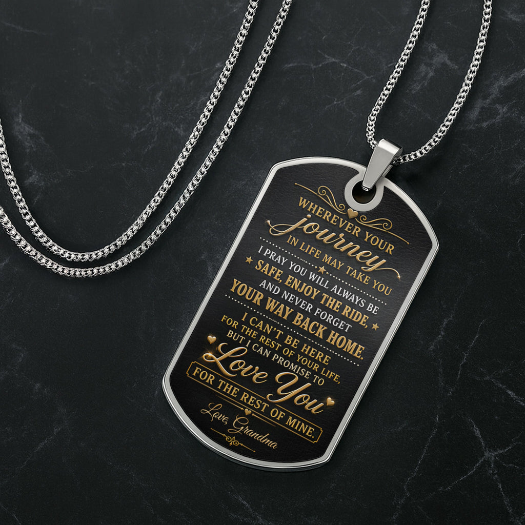 Custom Gold Letter Dog Tag Necklace Personalized for Grandson Dog Tag Necklace GradoCreations