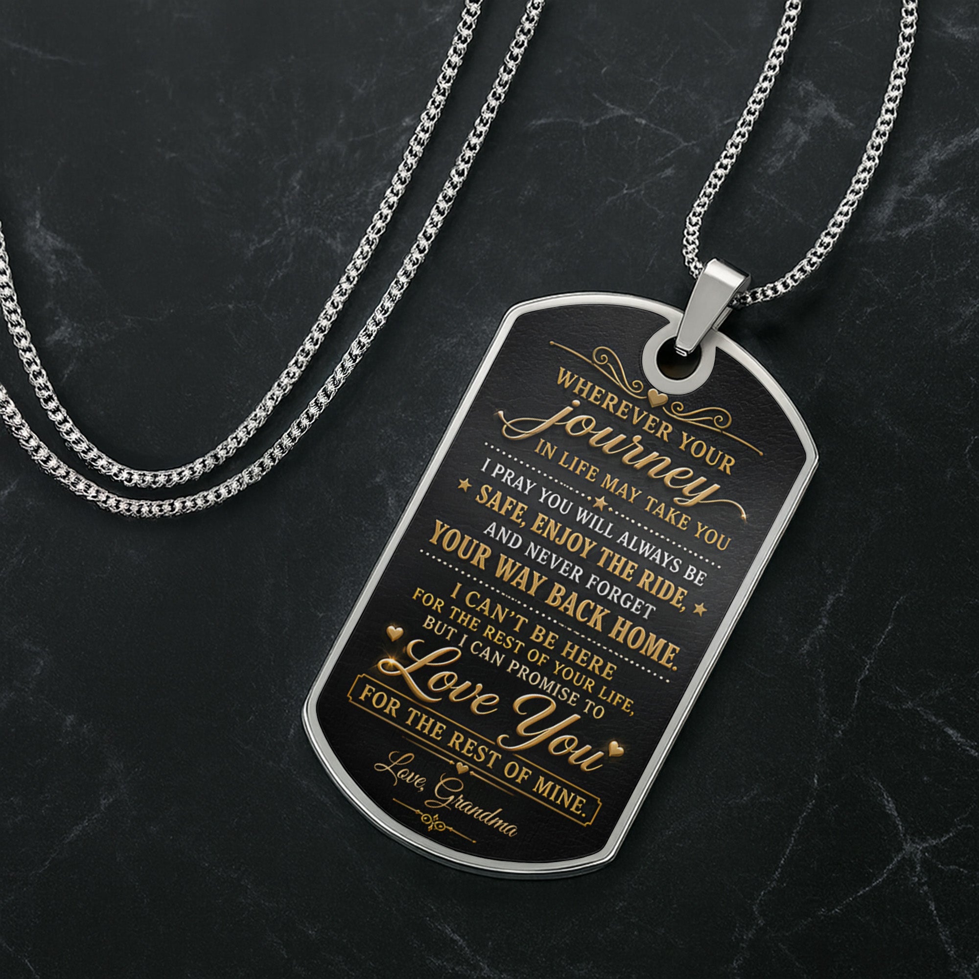Custom Gold Letter Dog Tag Necklace Personalized for Grandson Dog Tag Necklace GradoCreations