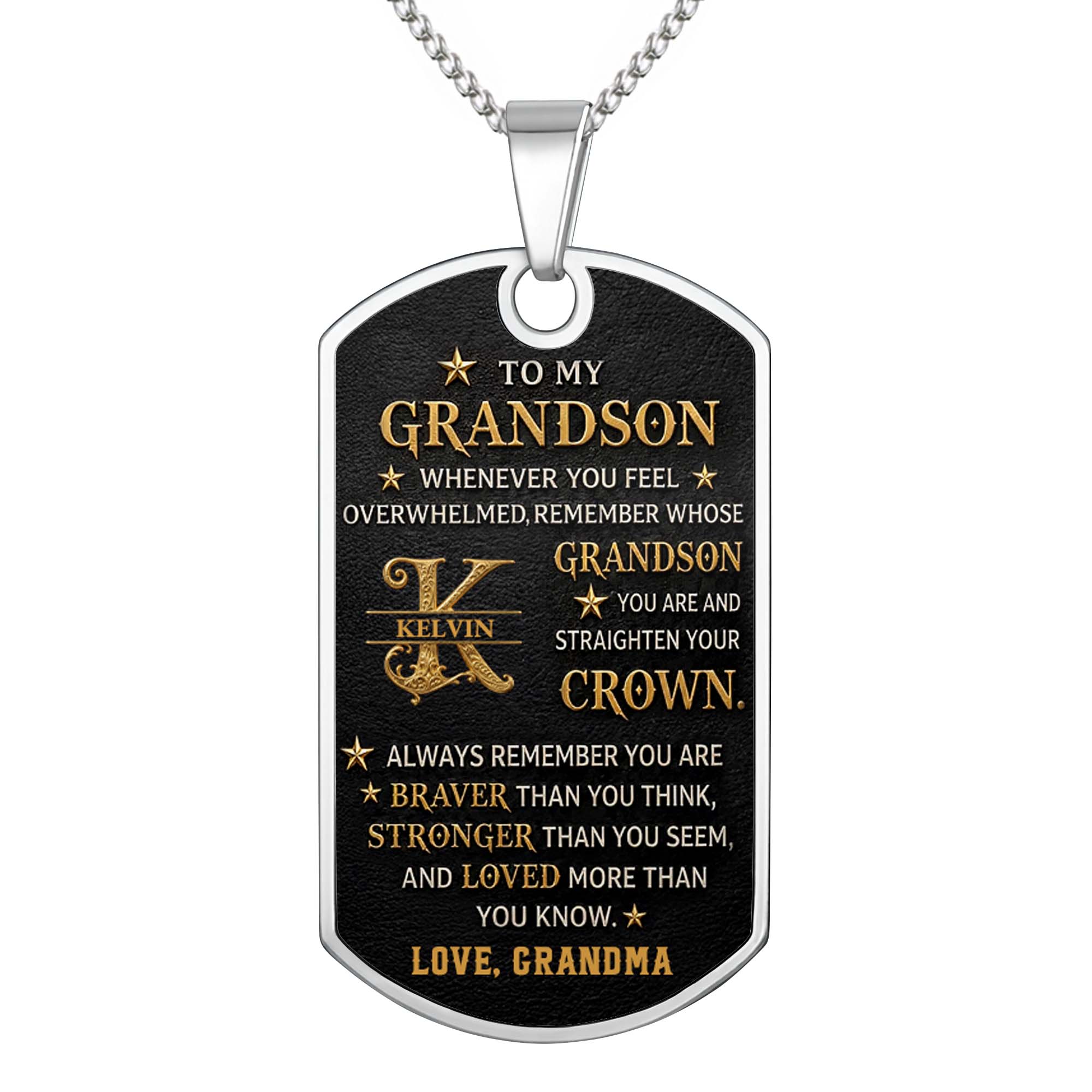 Personalized Dog Tag Necklace for Grandson Custom Name Gift Dog Tag Necklace GradoCreations