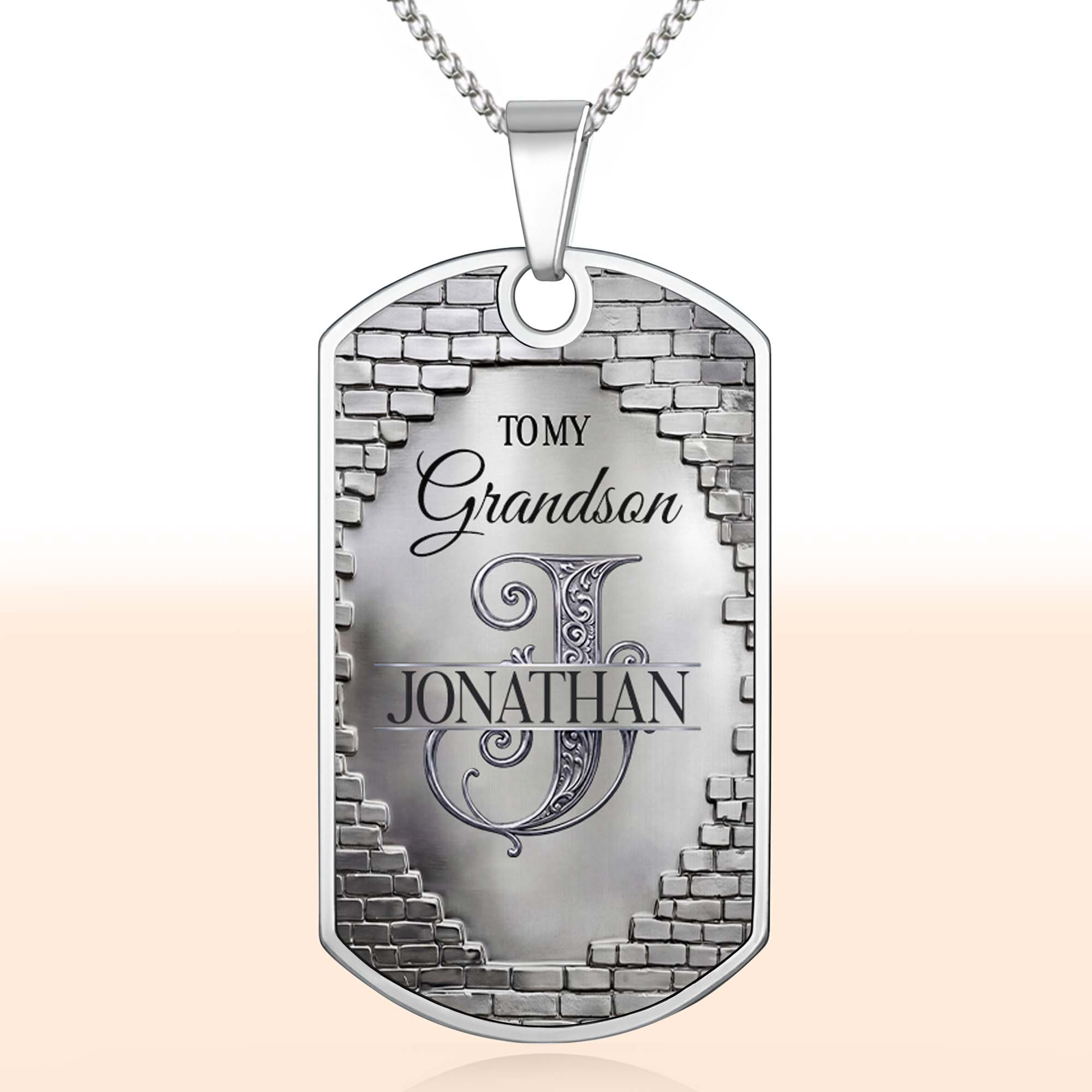 Personalized Stainless Steel Dog Tag Necklace for Grandson Dog Tag Necklace GradoCreations
