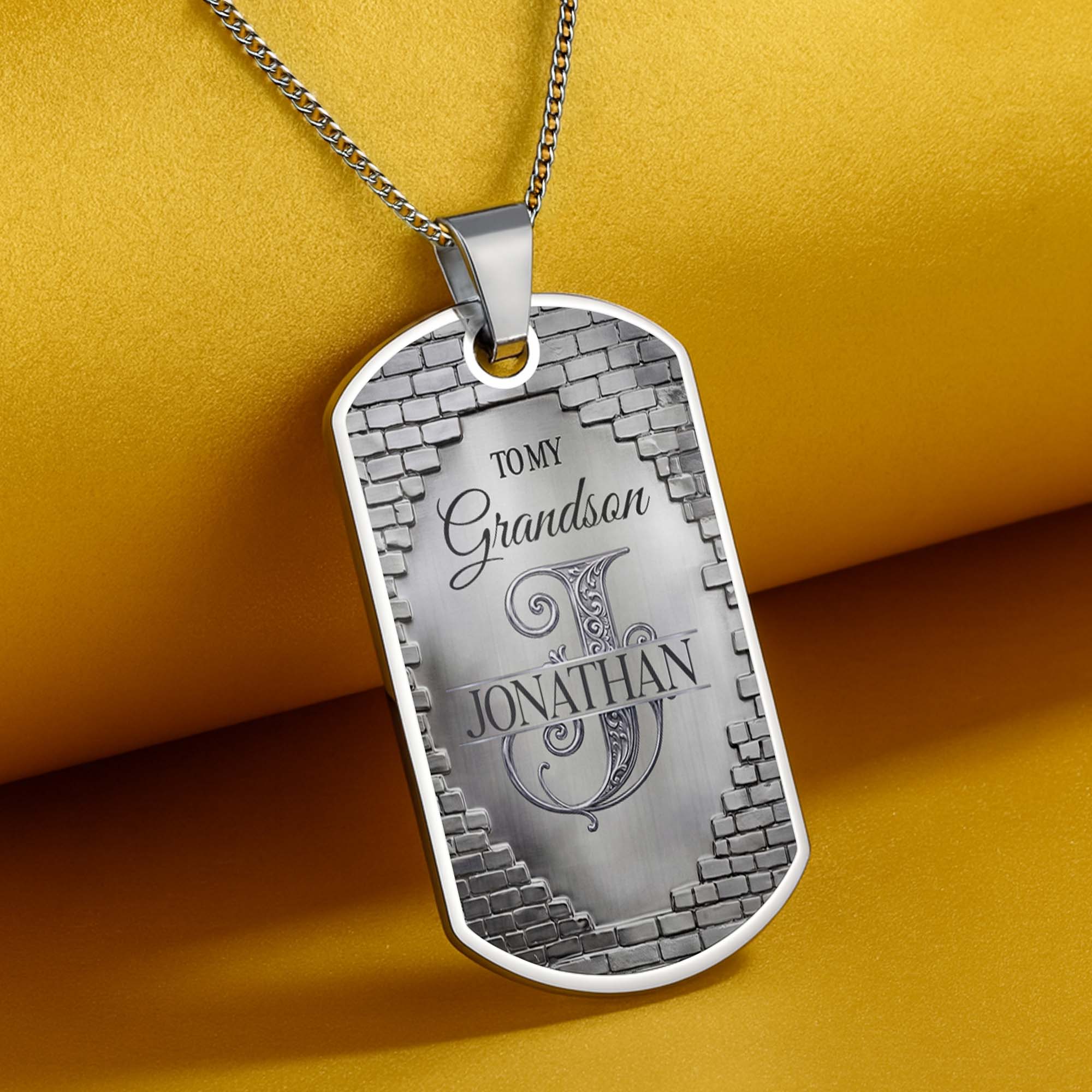 Personalized Stainless Steel Dog Tag Necklace for Grandson Dog Tag Necklace GradoCreations