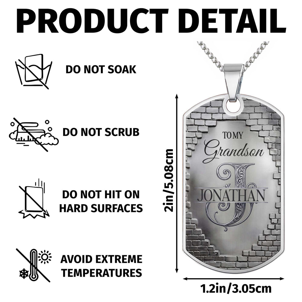 Personalized Stainless Steel Dog Tag Necklace for Grandson Dog Tag Necklace GradoCreations
