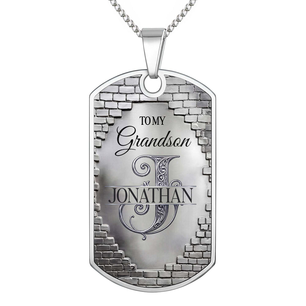 Personalized Stainless Steel Dog Tag Necklace for Grandson Dog Tag Necklace GradoCreations