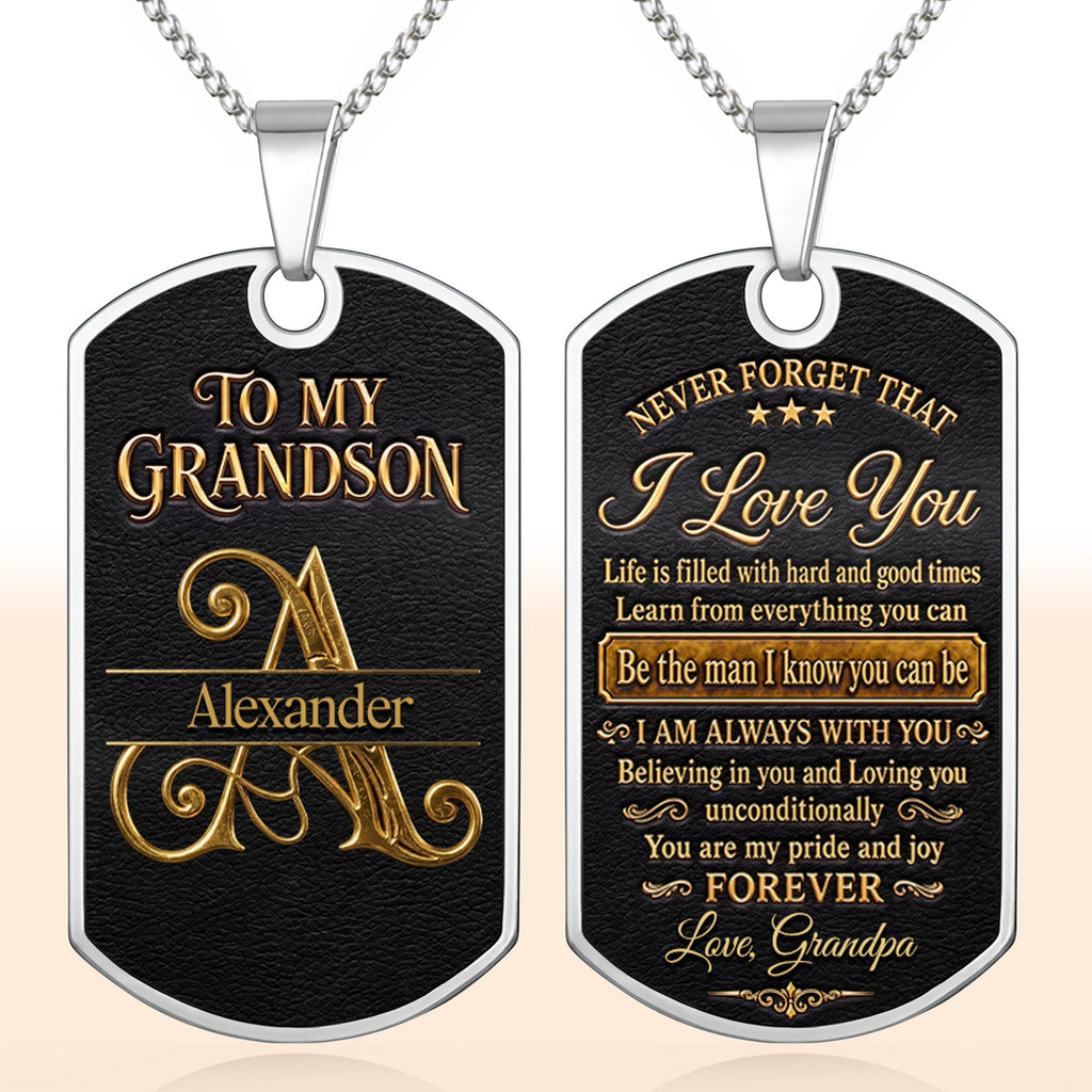 Personalized Dog Tag Necklace Custom Name for Grandson Graduation Gift Dog Tag Necklace GradoCreations