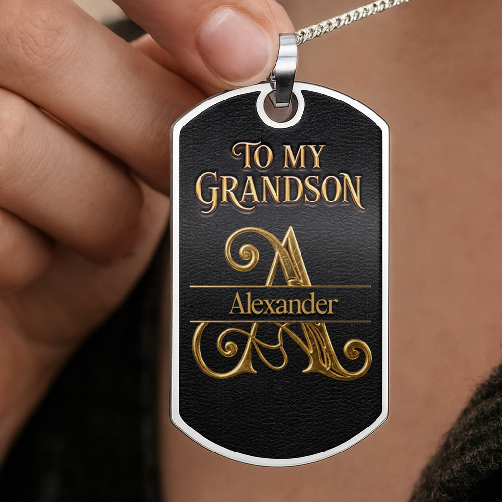 Personalized Dog Tag Necklace Custom Name for Grandson Graduation Gift Dog Tag Necklace GradoCreations