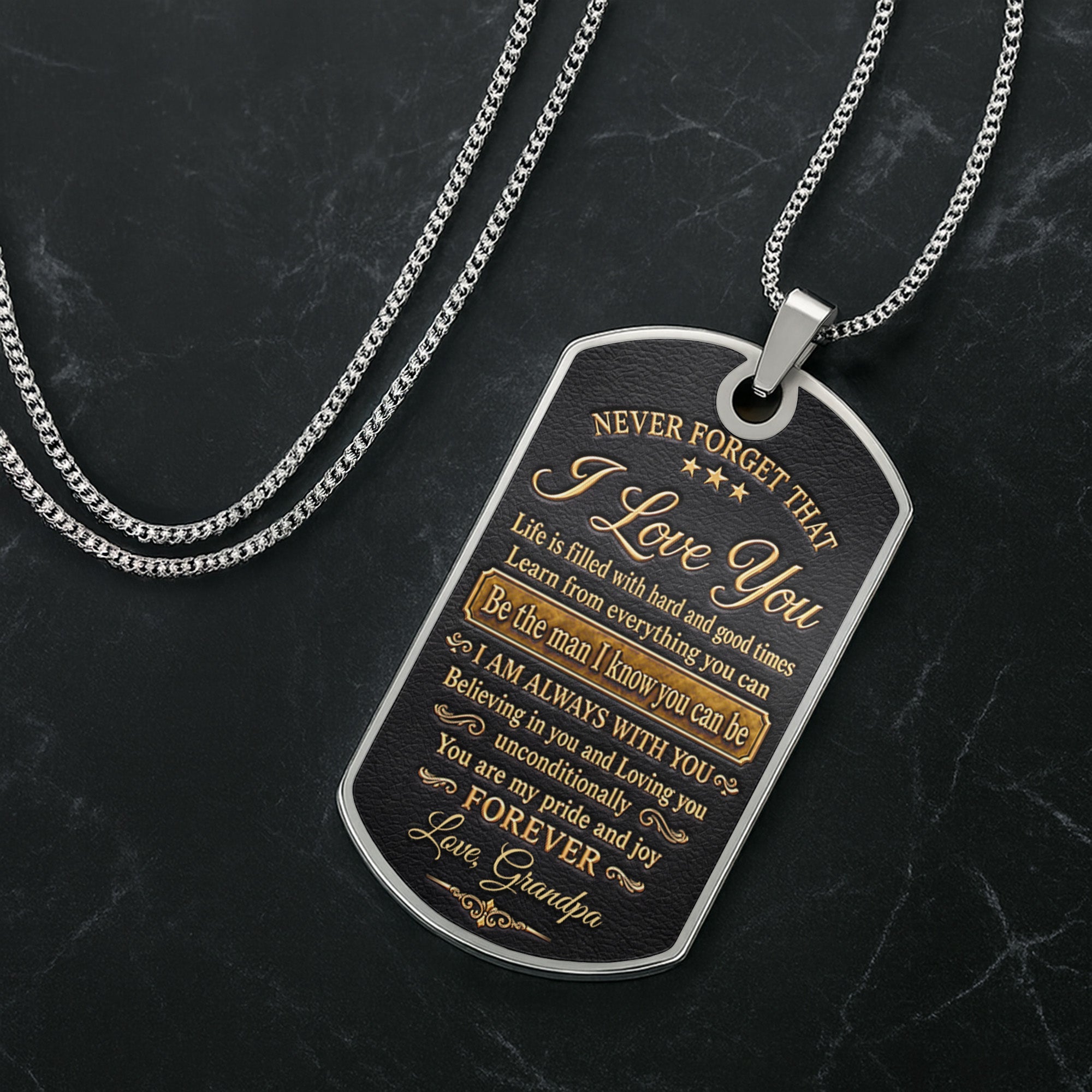 Personalized Dog Tag Necklace Custom Name for Grandson Graduation Gift Dog Tag Necklace GradoCreations
