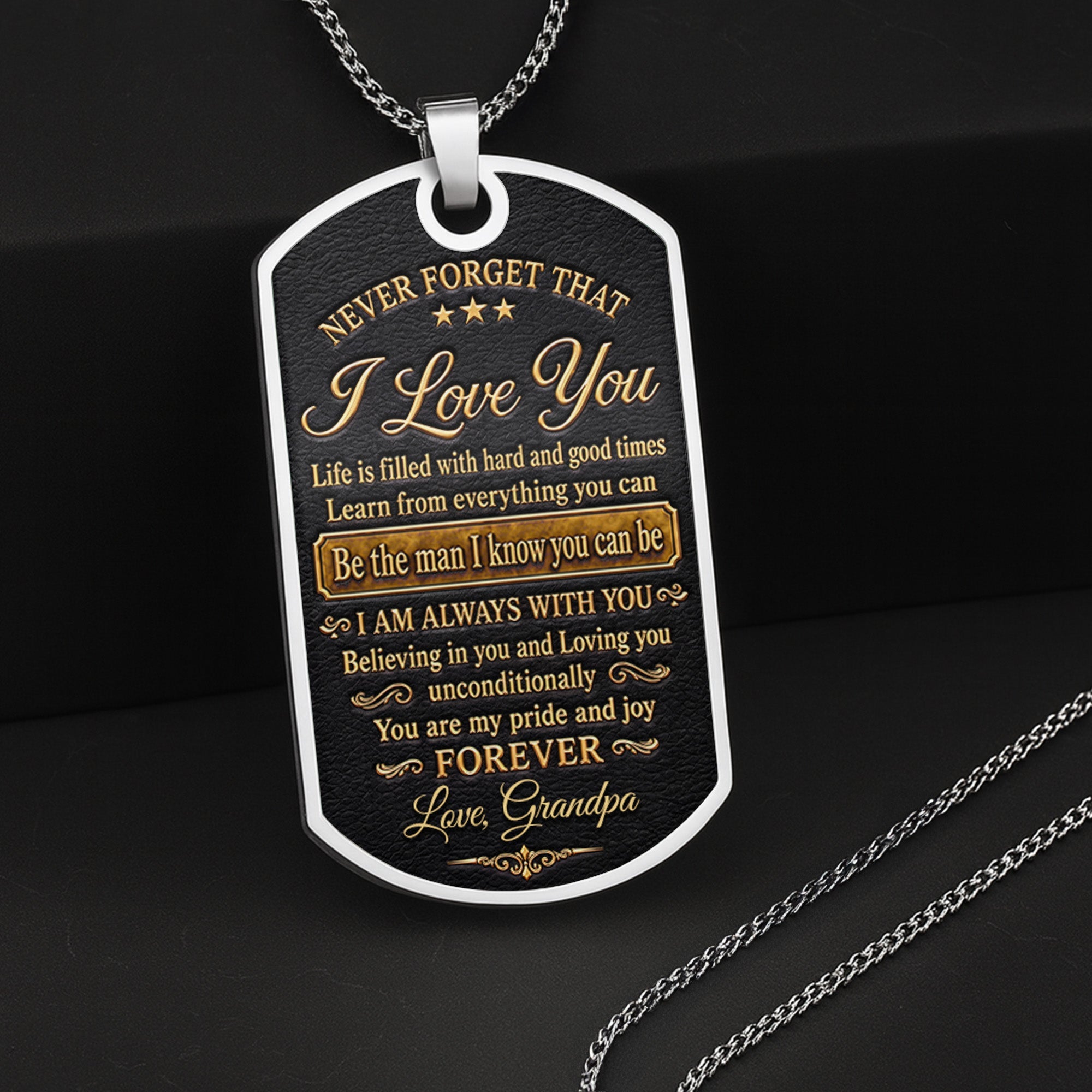 Personalized Dog Tag Necklace Custom Name for Grandson Graduation Gift Dog Tag Necklace GradoCreations