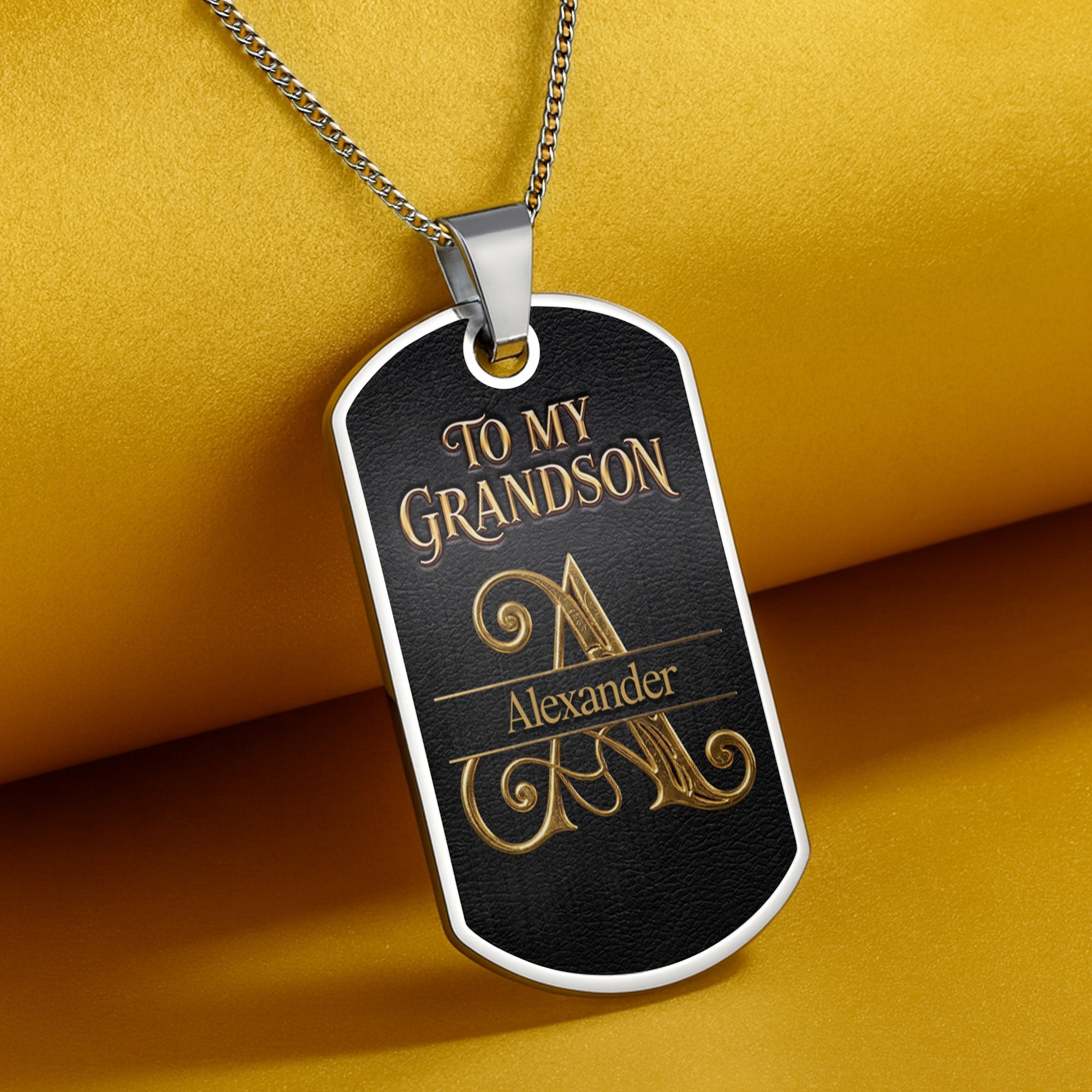 Personalized Dog Tag Necklace Custom Name for Grandson Graduation Gift Dog Tag Necklace GradoCreations