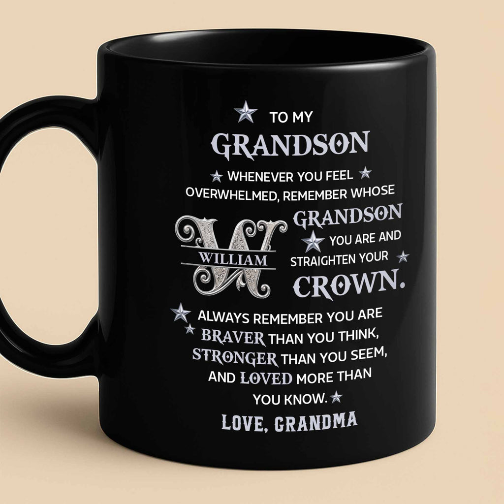 Personalized Black Mug Custom Monogram Gift for Grandson Black Mug GradoCreations