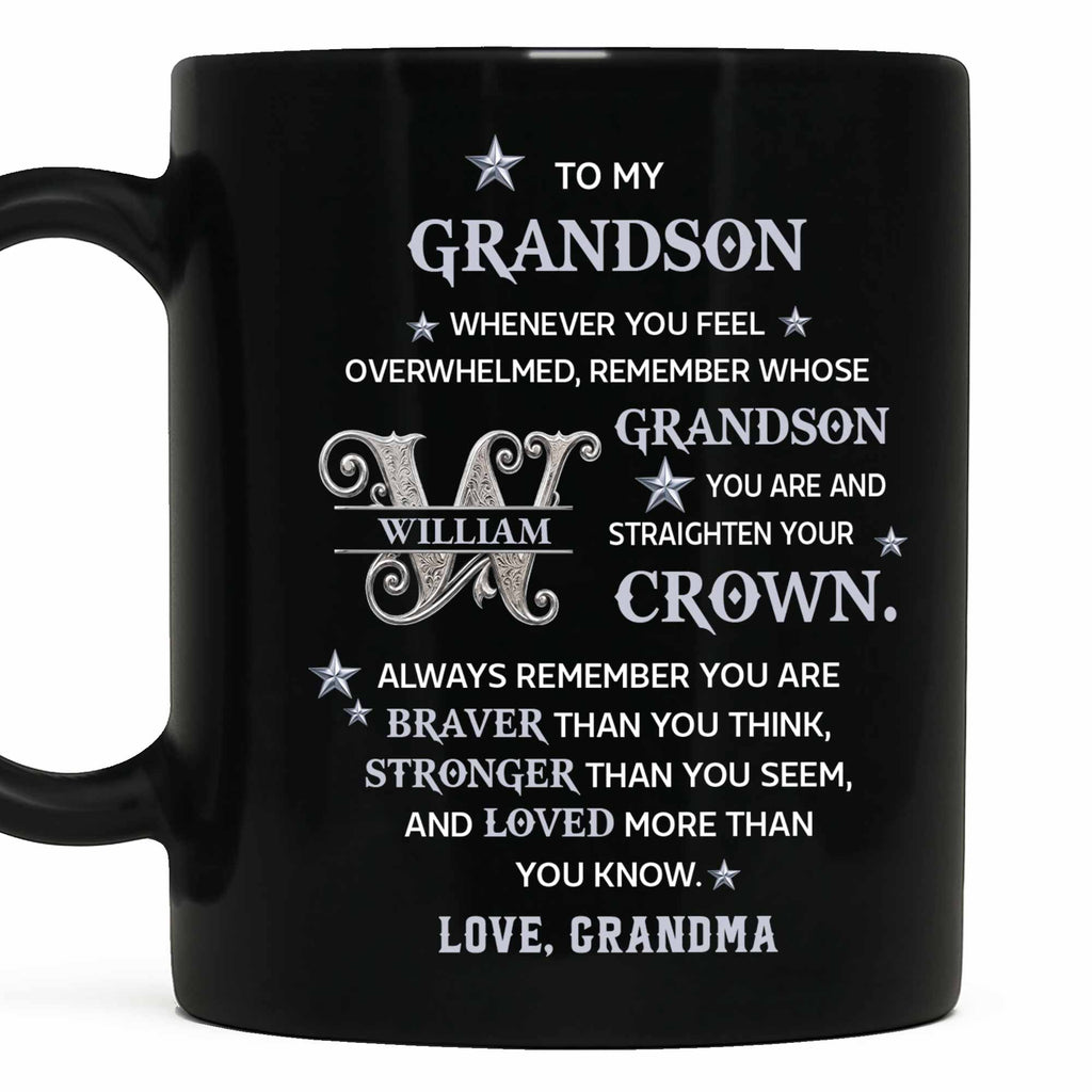 Personalized Black Mug Custom Monogram Gift for Grandson Black Mug GradoCreations
