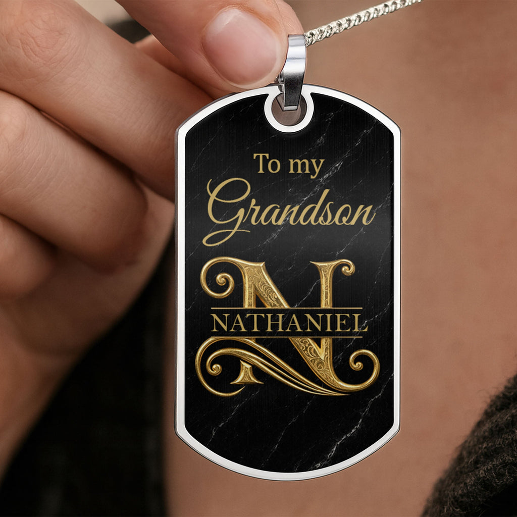 Personalized Dog Tag Necklace Custom Name Gift for Grandson Dog Tag Necklace GradoCreations