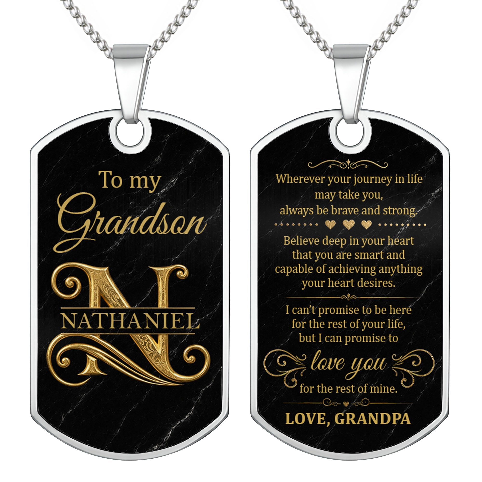Personalized Dog Tag Necklace Custom Name Gift for Grandson Dog Tag Necklace GradoCreations
