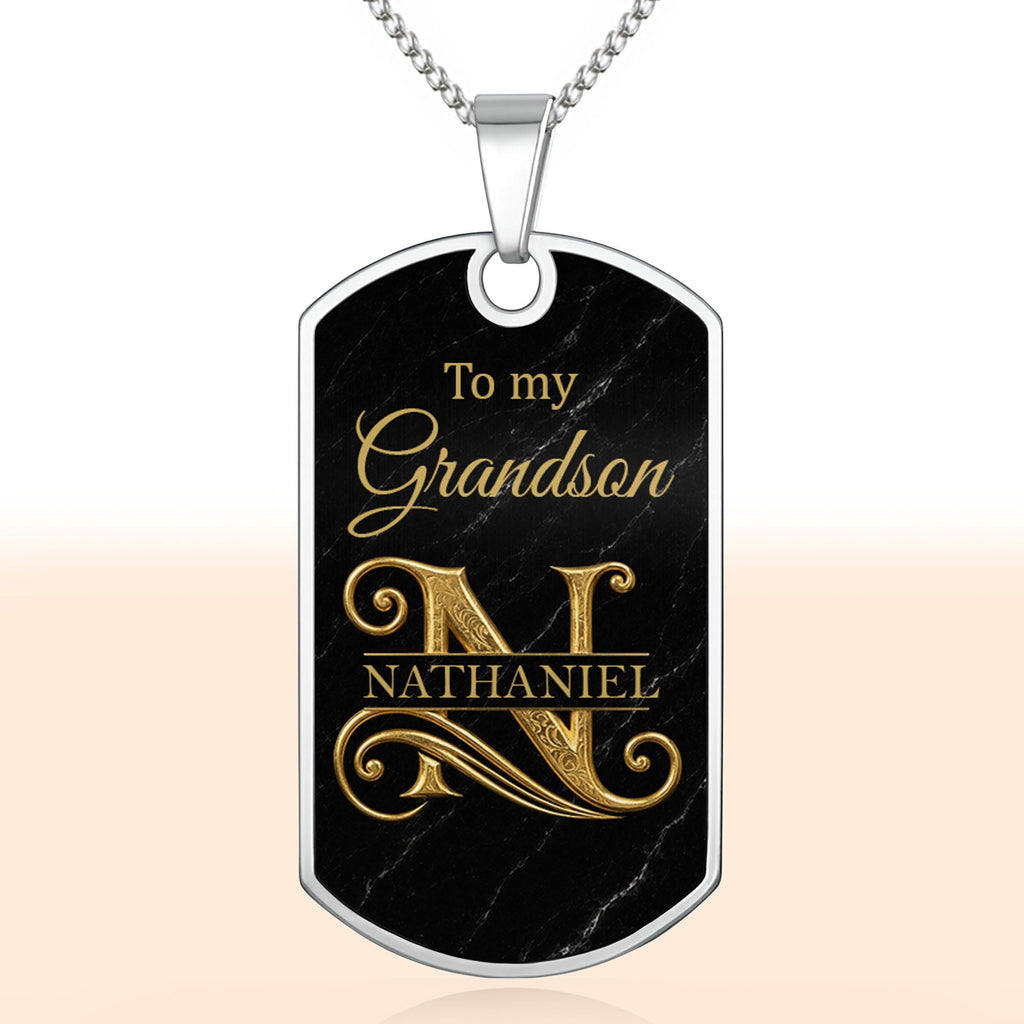 Personalized Dog Tag Necklace Custom Name Gift for Grandson Dog Tag Necklace GradoCreations