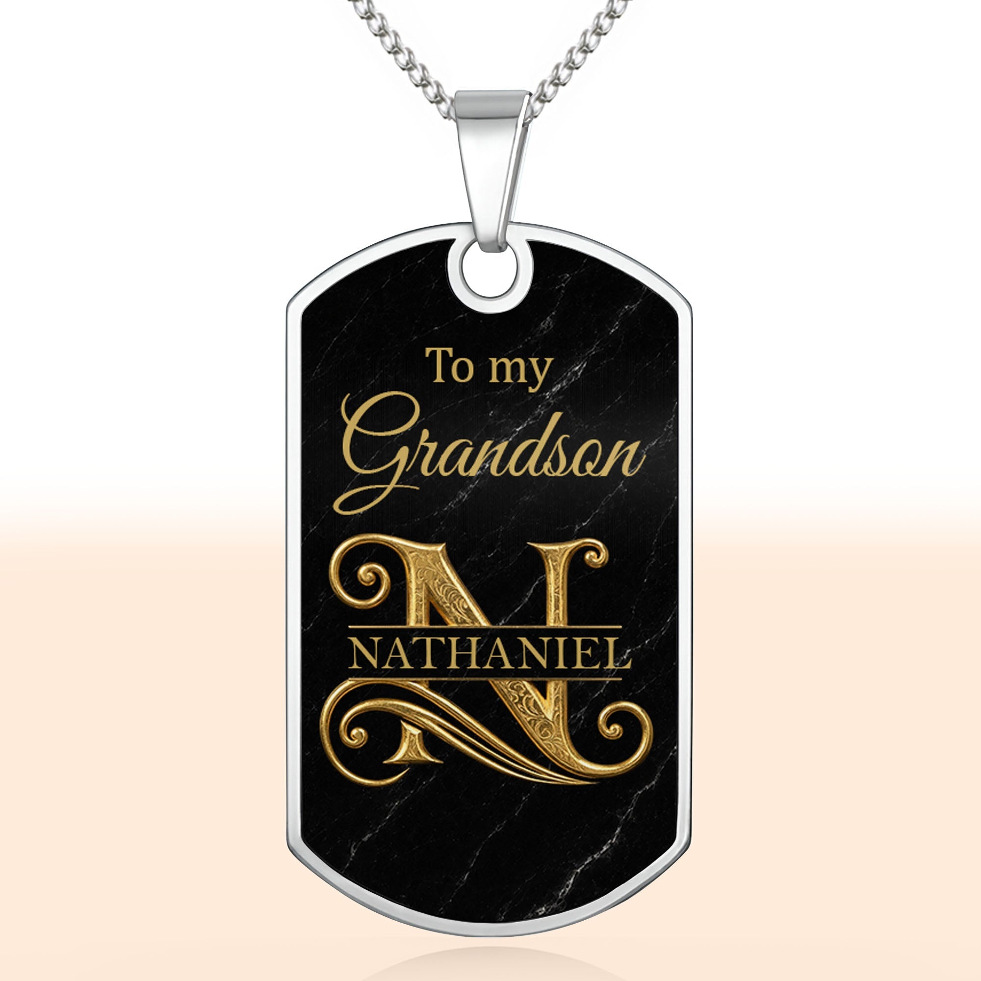 Personalized Dog Tag Necklace Custom Name Gift for Grandson Dog Tag Necklace GradoCreations