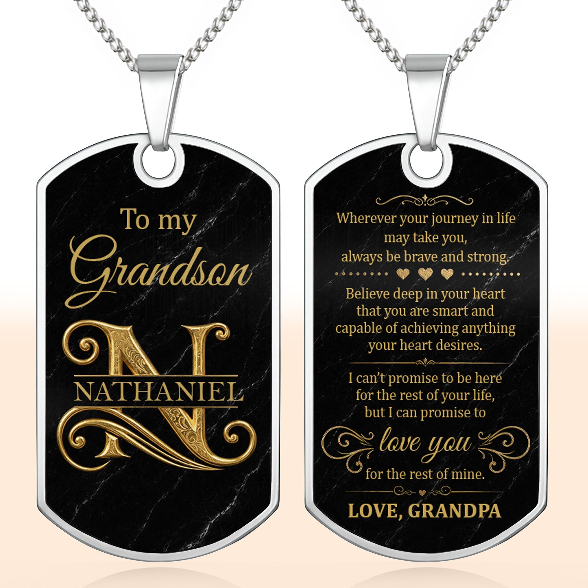 Personalized Dog Tag Necklace Custom Name Gift for Grandson Dog Tag Necklace GradoCreations
