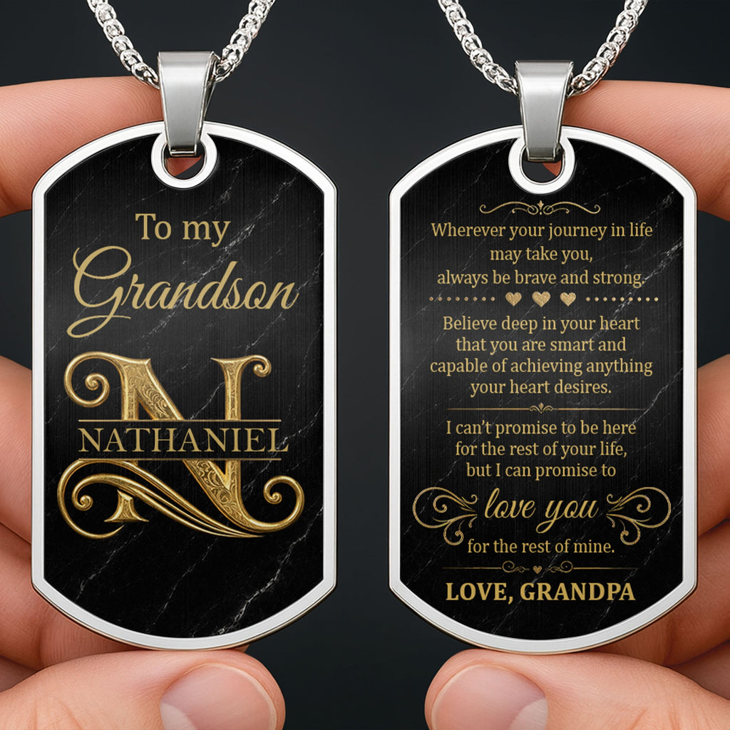 Personalized Dog Tag Necklace Custom Name Gift for Grandson Dog Tag Necklace GradoCreations