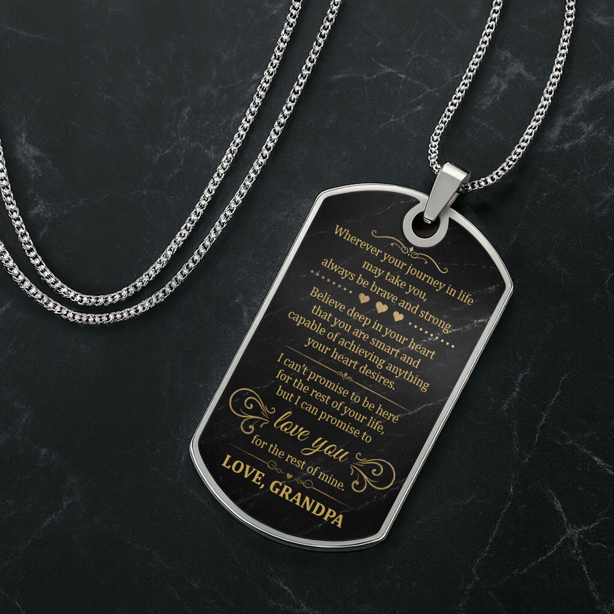 Personalized Dog Tag Necklace Custom Name Gift for Grandson Dog Tag Necklace GradoCreations