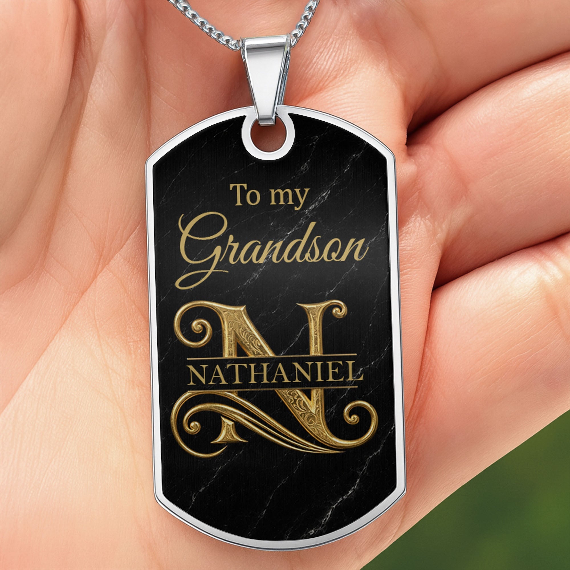 Personalized Dog Tag Necklace Custom Name Gift for Grandson Dog Tag Necklace GradoCreations