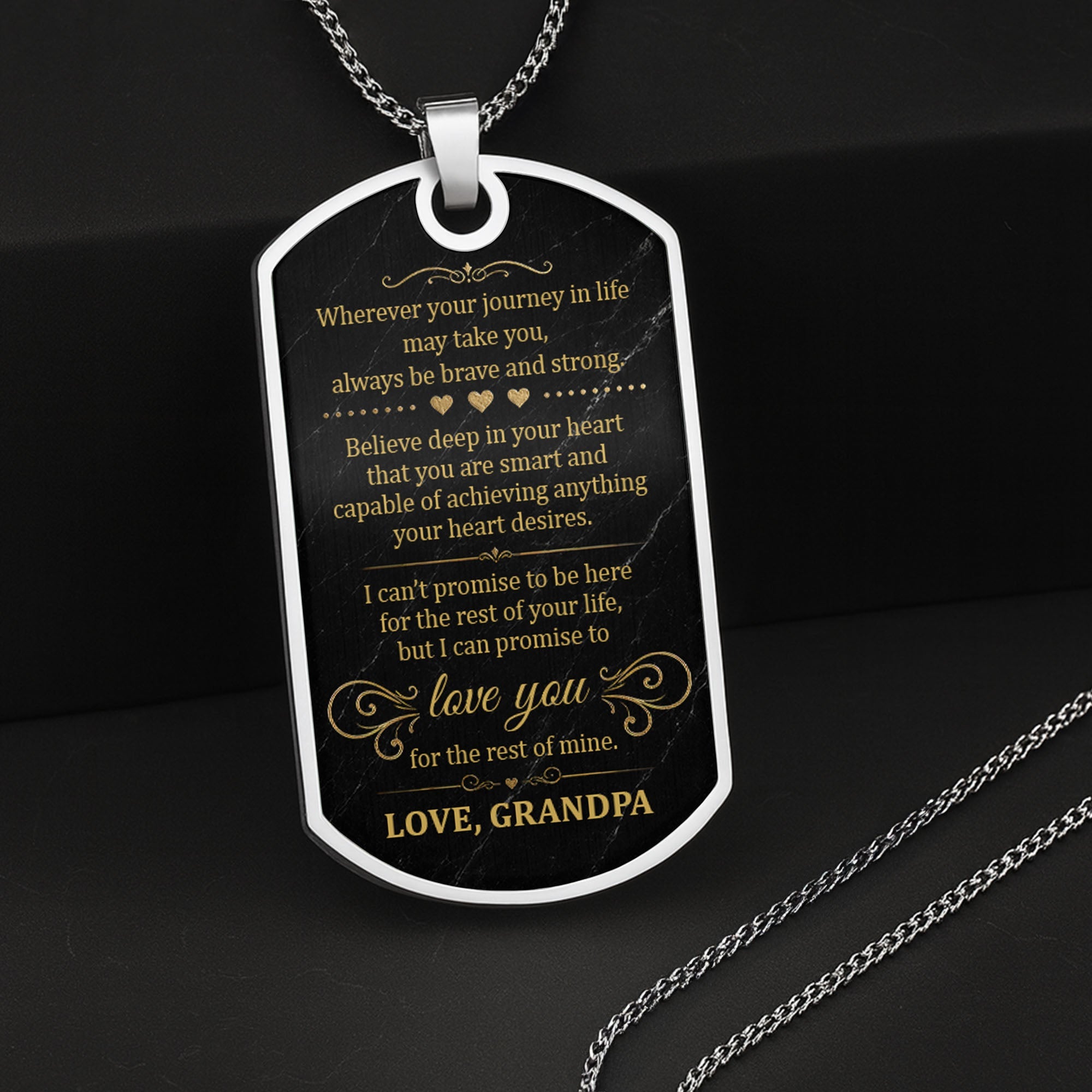 Personalized Dog Tag Necklace Custom Name Gift for Grandson Dog Tag Necklace GradoCreations
