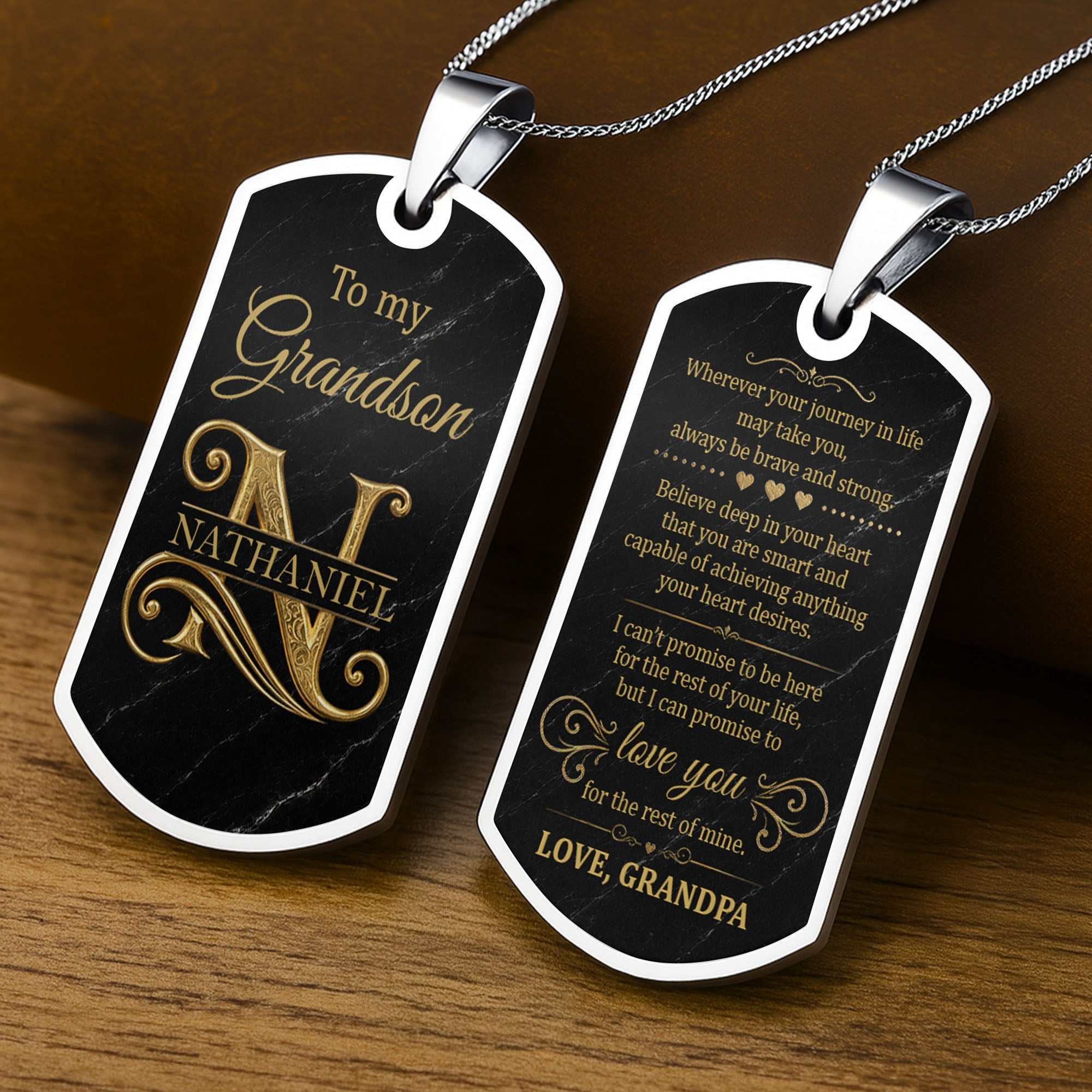 Personalized Dog Tag Necklace Custom Name Gift for Grandson Dog Tag Necklace GradoCreations