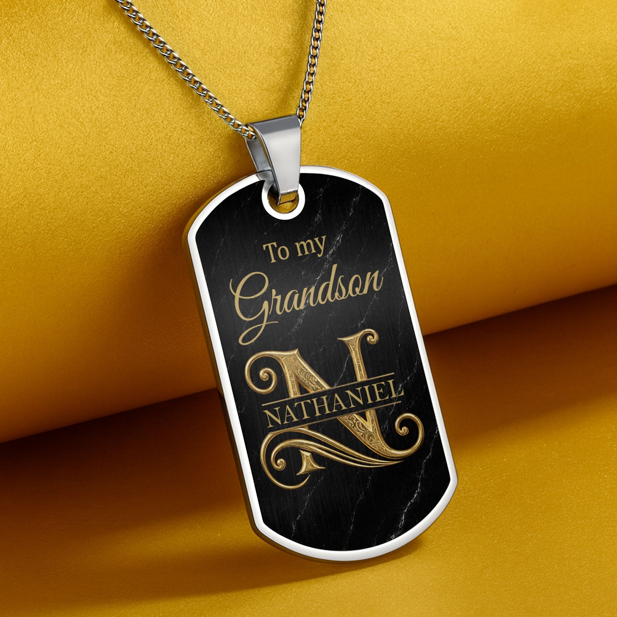 Personalized Dog Tag Necklace Custom Name Gift for Grandson Dog Tag Necklace GradoCreations