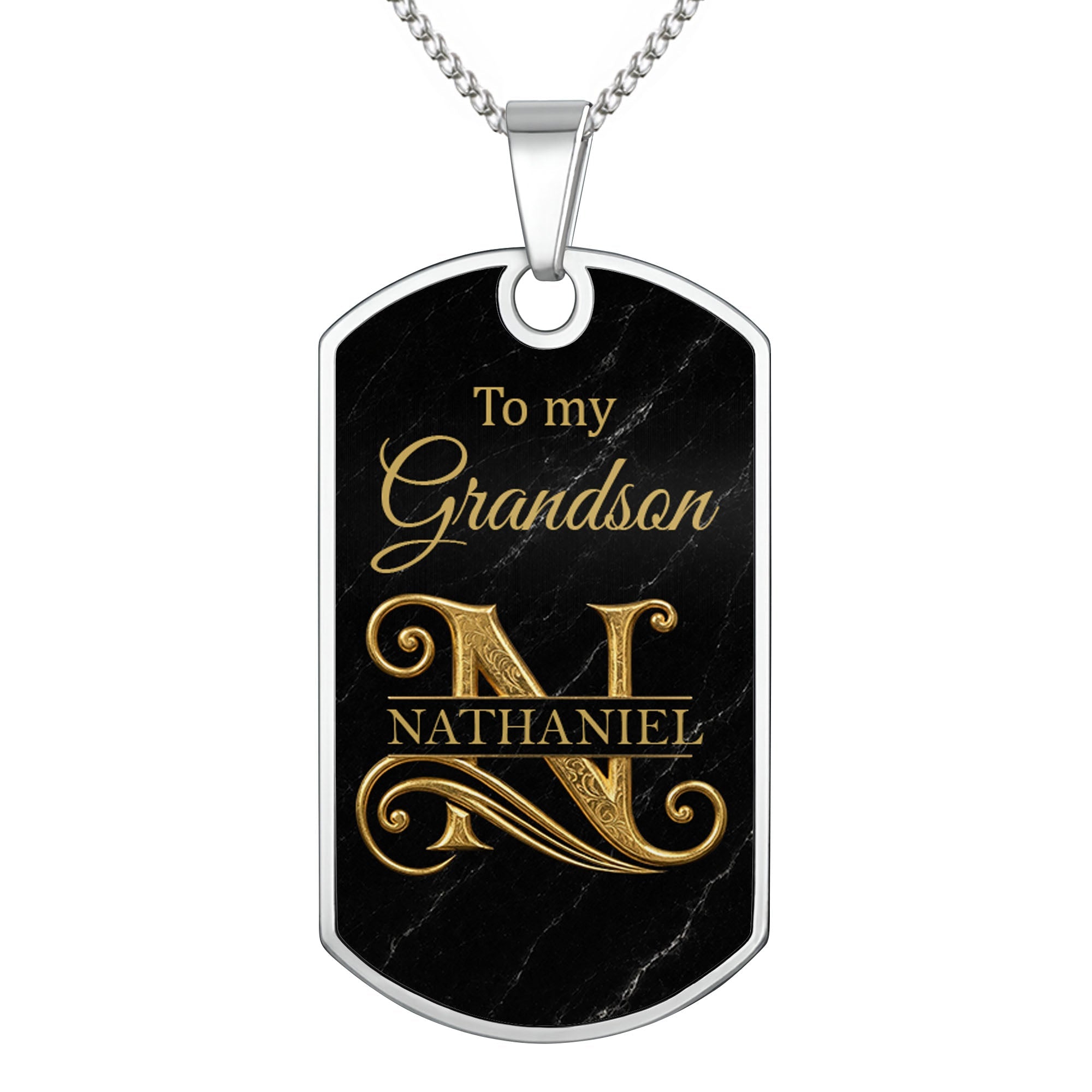Personalized Dog Tag Necklace Custom Name Gift for Grandson Dog Tag Necklace GradoCreations
