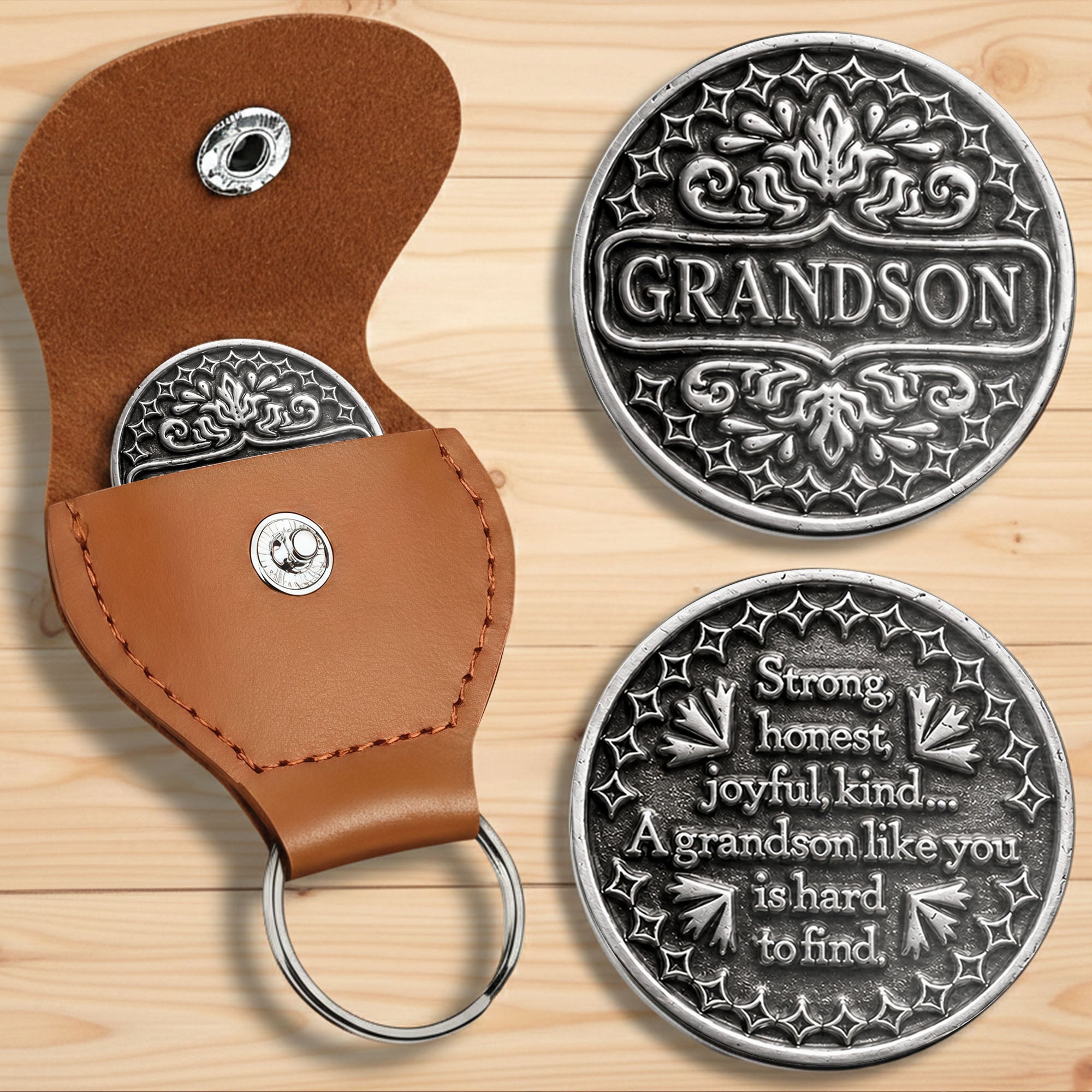Personalized Pocket Hug Token Custom Message Gift for Grandson Pocket Hug GradoCreations