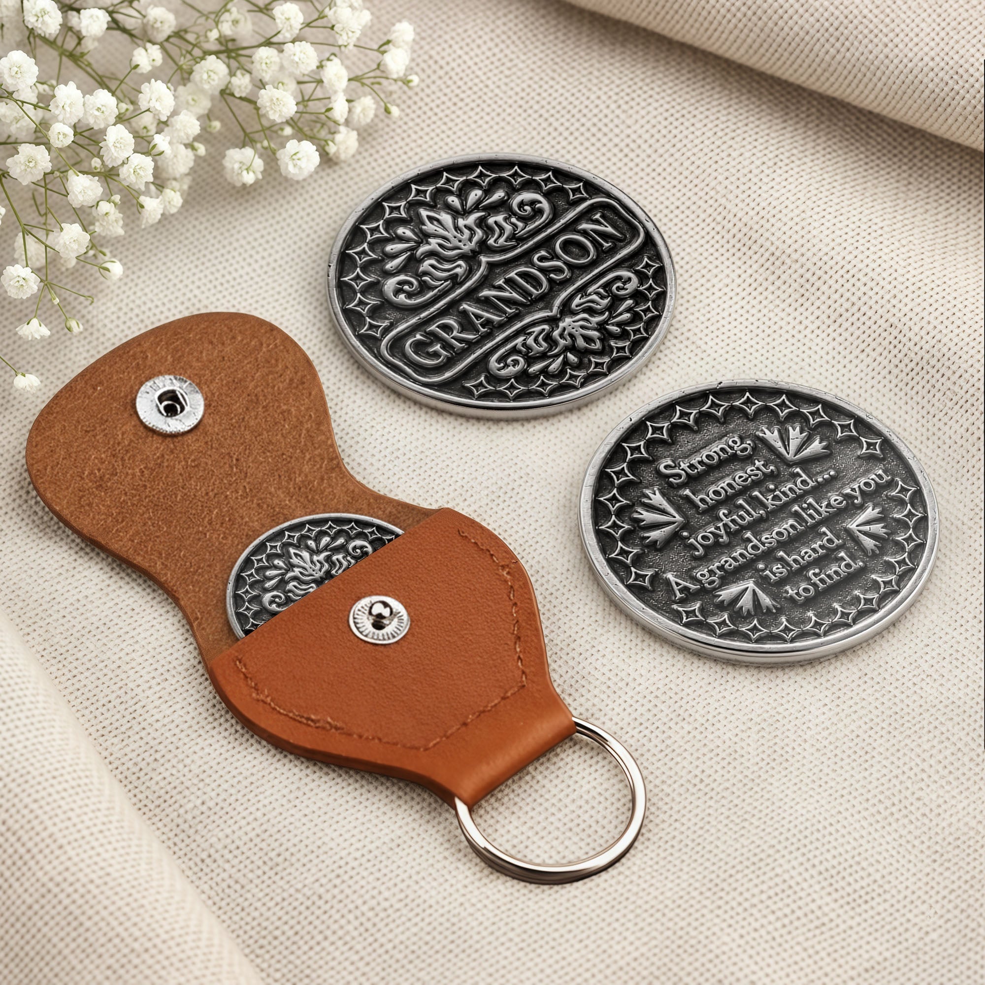Personalized Pocket Hug Token Custom Message Gift for Grandson Pocket Hug GradoCreations